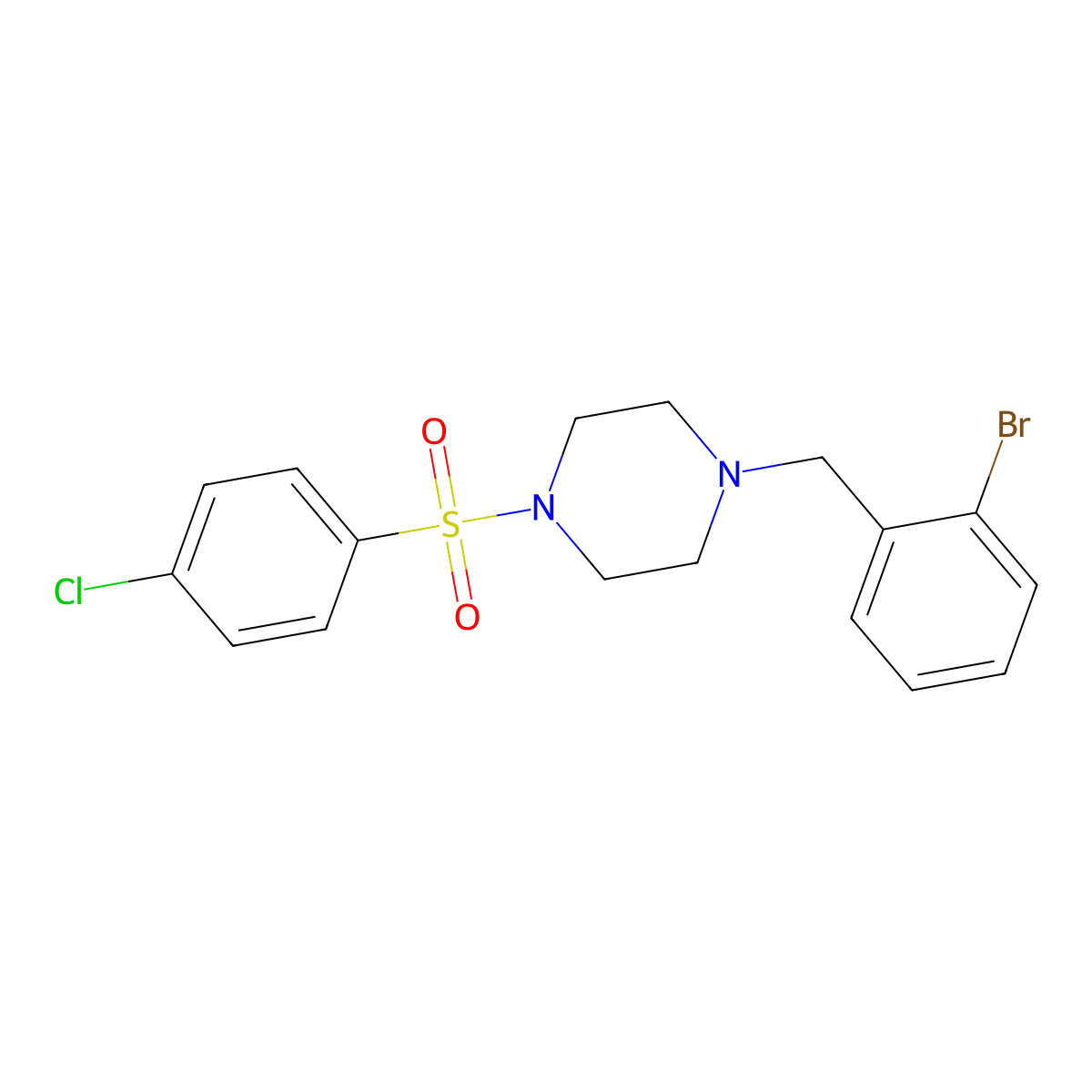 1-(2-Bromobenzyl)-4-[(4-chlorophenyl)sulfonyl]piperazine molecular structure, CAS 332899-34-0