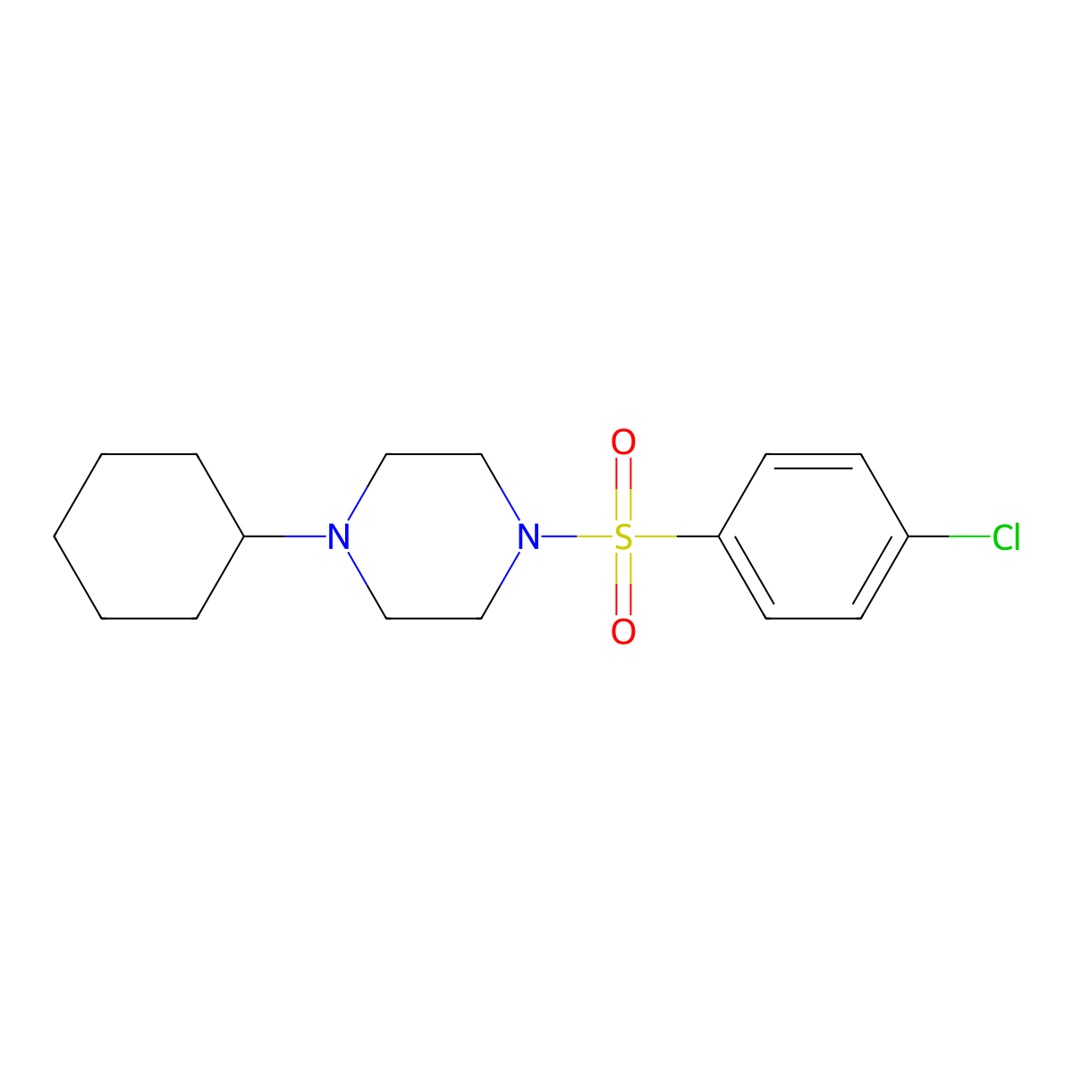 1-[(4-Chlorophenyl)sulfonyl]-4-cyclohexylpiperazine molecular structure, CAS 332899-35-1
