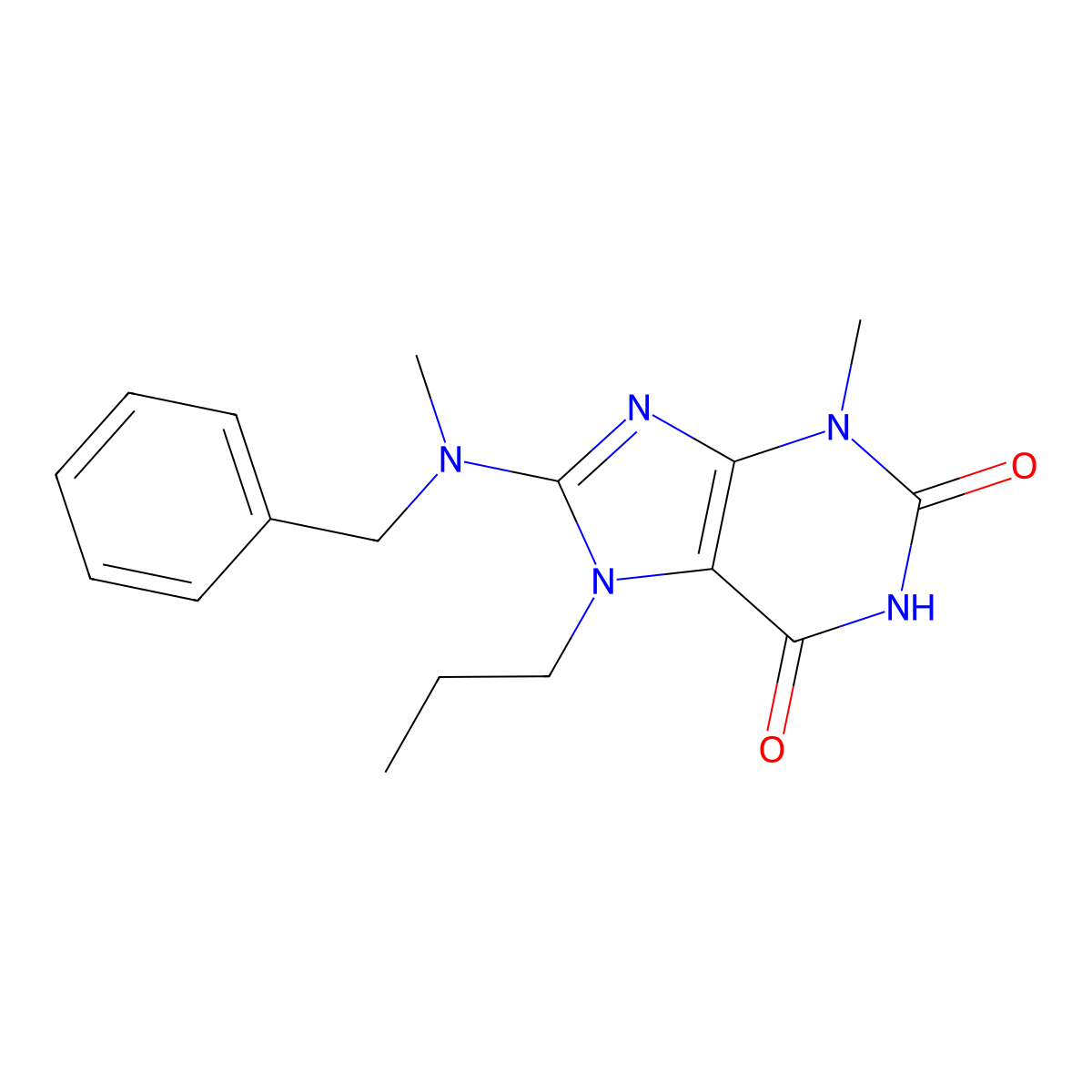 8-(Benzyl(methyl)amino)-3-methyl-7-propyl-3,7-dihydro-1H-purine-2,6-dione molecular structure, CAS 332904-86-6
