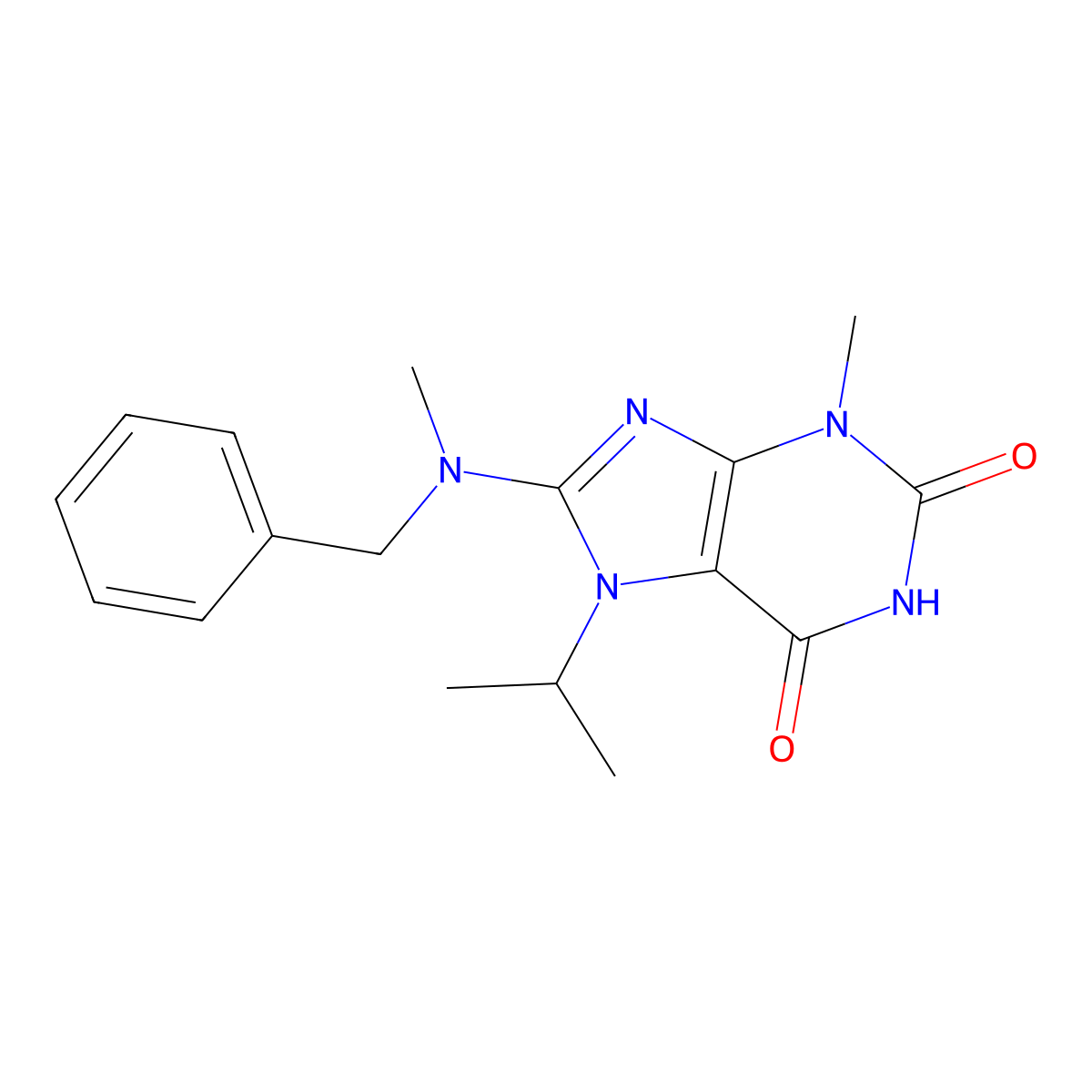 8-(Benzyl(methyl)amino)-7-isopropyl-3-methyl-3,7-dihydro-1H-purine-2,6-dione molecular structure, CAS 332904-88-8