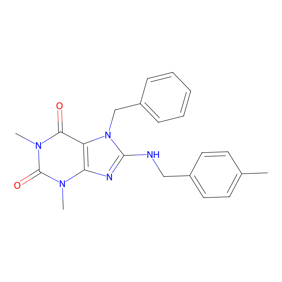 7-Benzyl-1,3-dimethyl-8-[(4-methylphenyl)methylamino]purine-2,6-dione molecular structure, CAS 332905-33-6