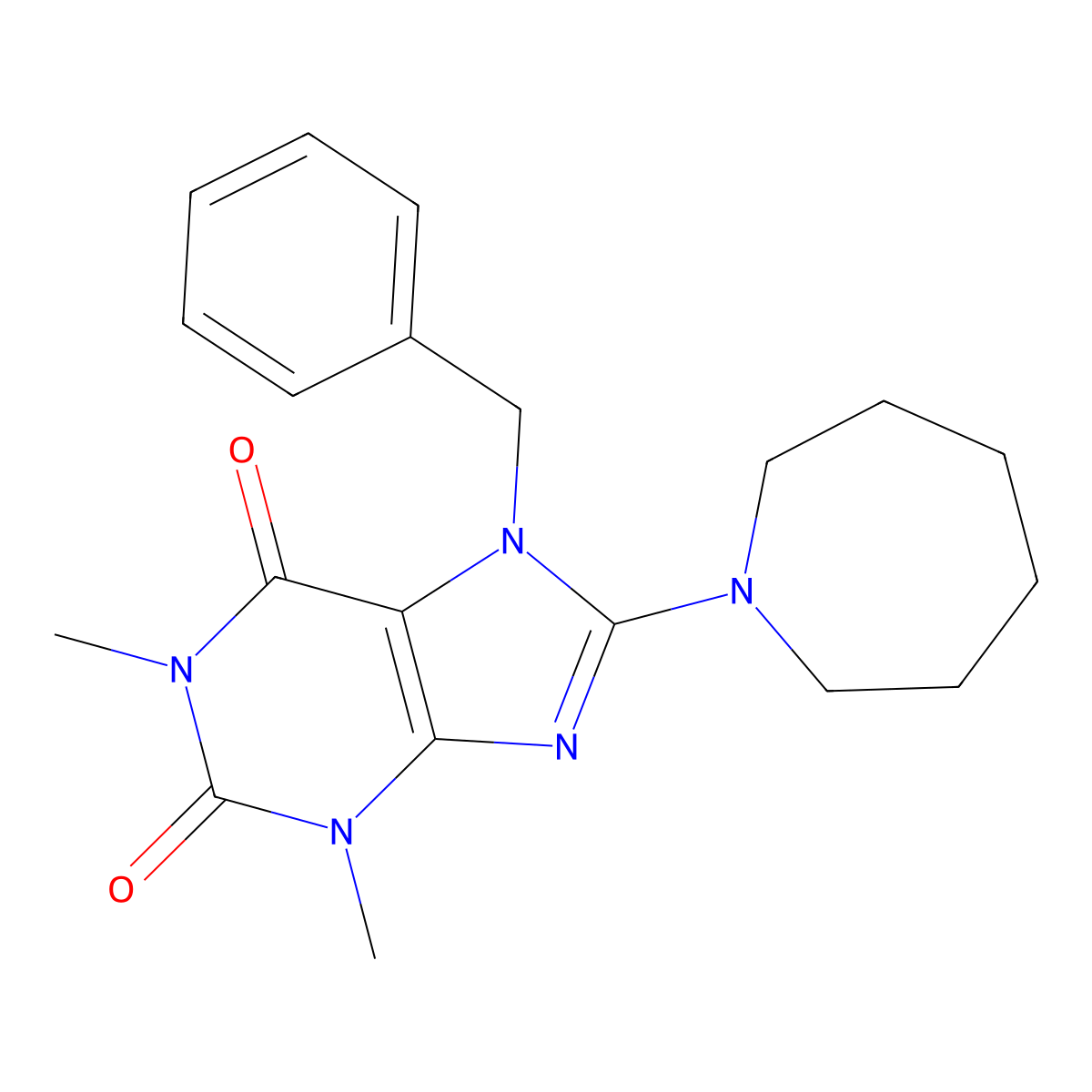 8-(Azepan-1-yl)-7-benzyl-1,3-dimethylpurine-2,6-dione molecular structure, CAS 332905-34-7