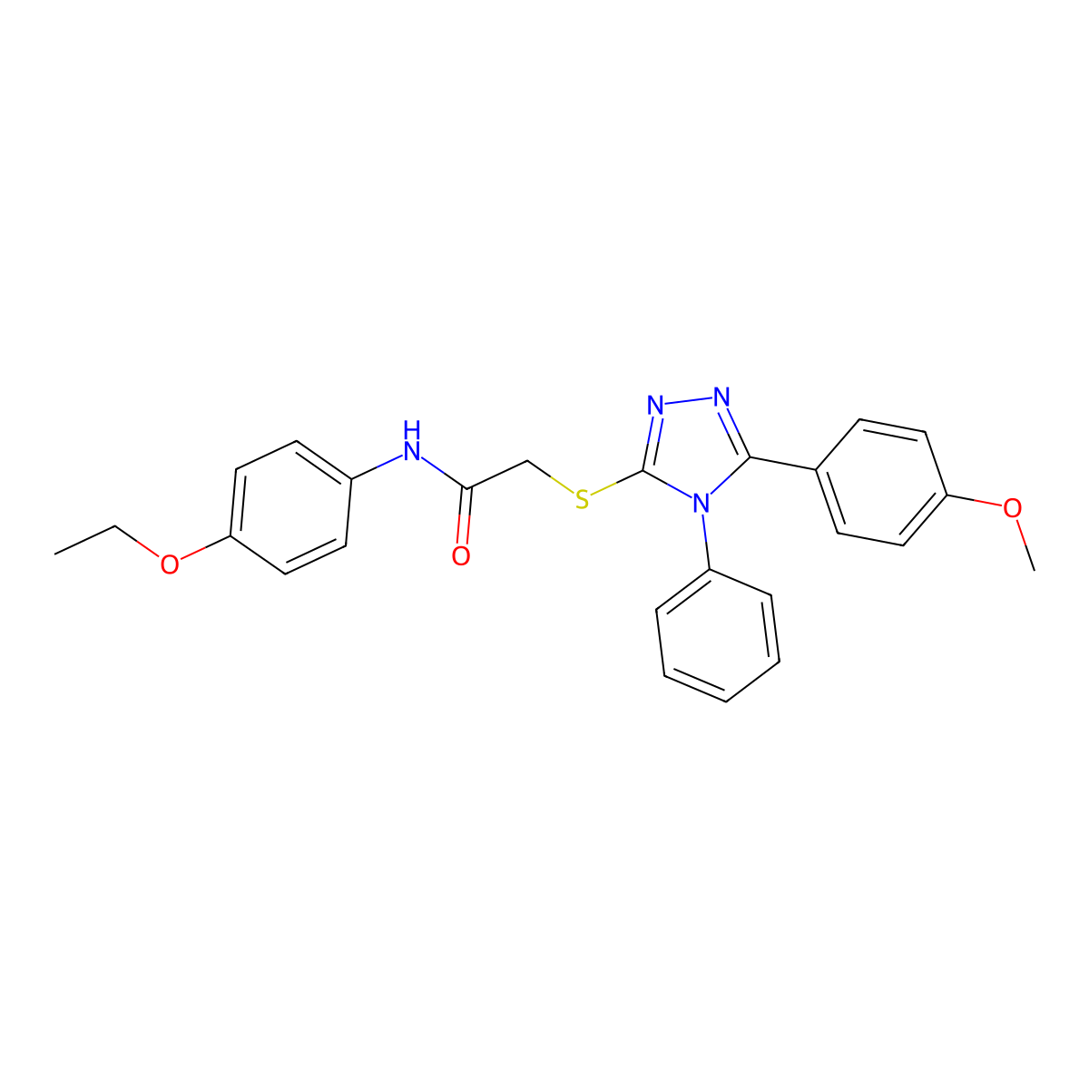 N-(4-ethoxyphenyl)-2-[[5-(4-methoxyphenyl)-4-phenyl-1,2,4-triazol-3-yl]sulfanyl]acetamide molecular structure, CAS 332906-23-7