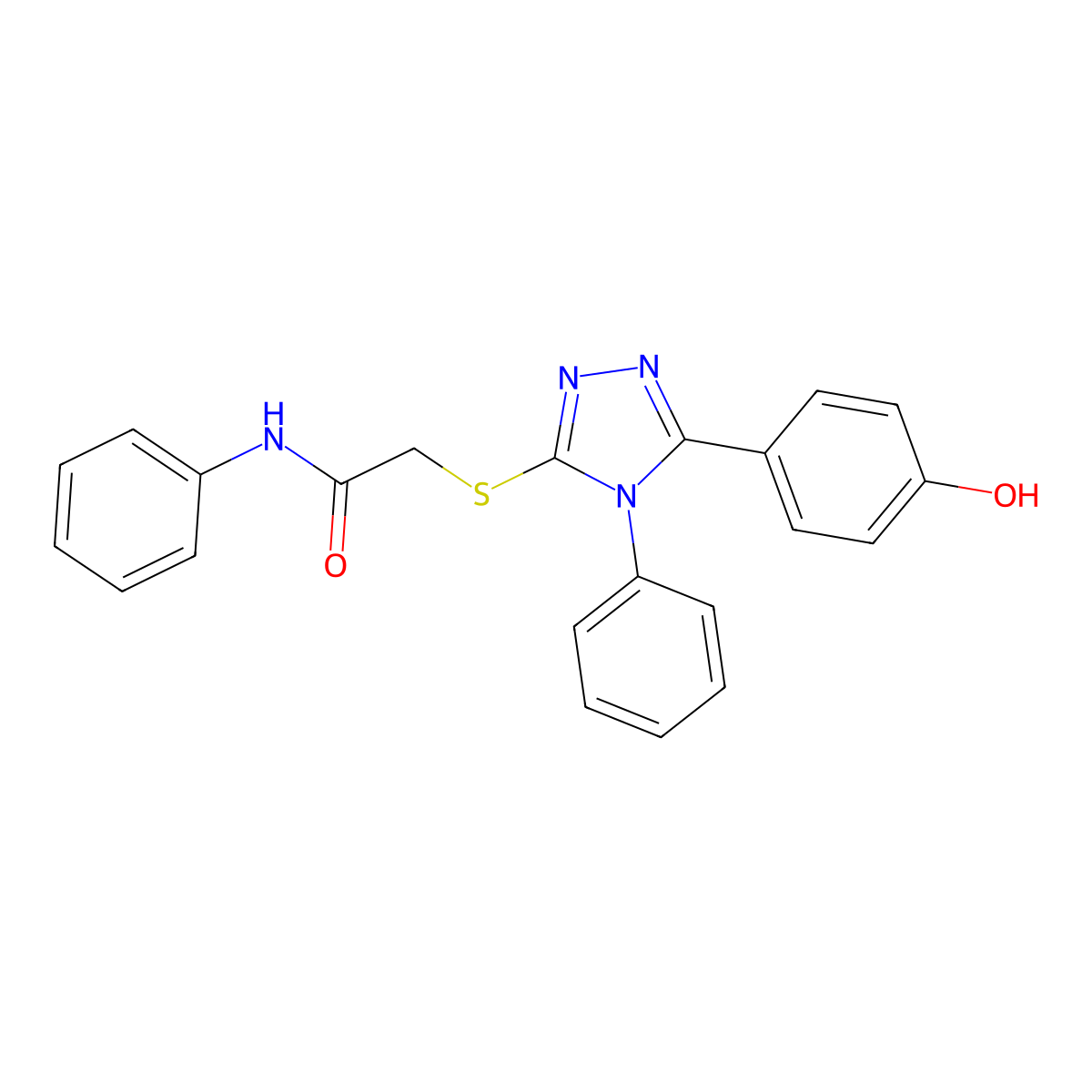 2-((5-(4-Hydroxyphenyl)-4-phenyl-4H-1,2,4-triazol-3-yl)thio)-N-phenylacetamide molecular structure, CAS 332906-58-8