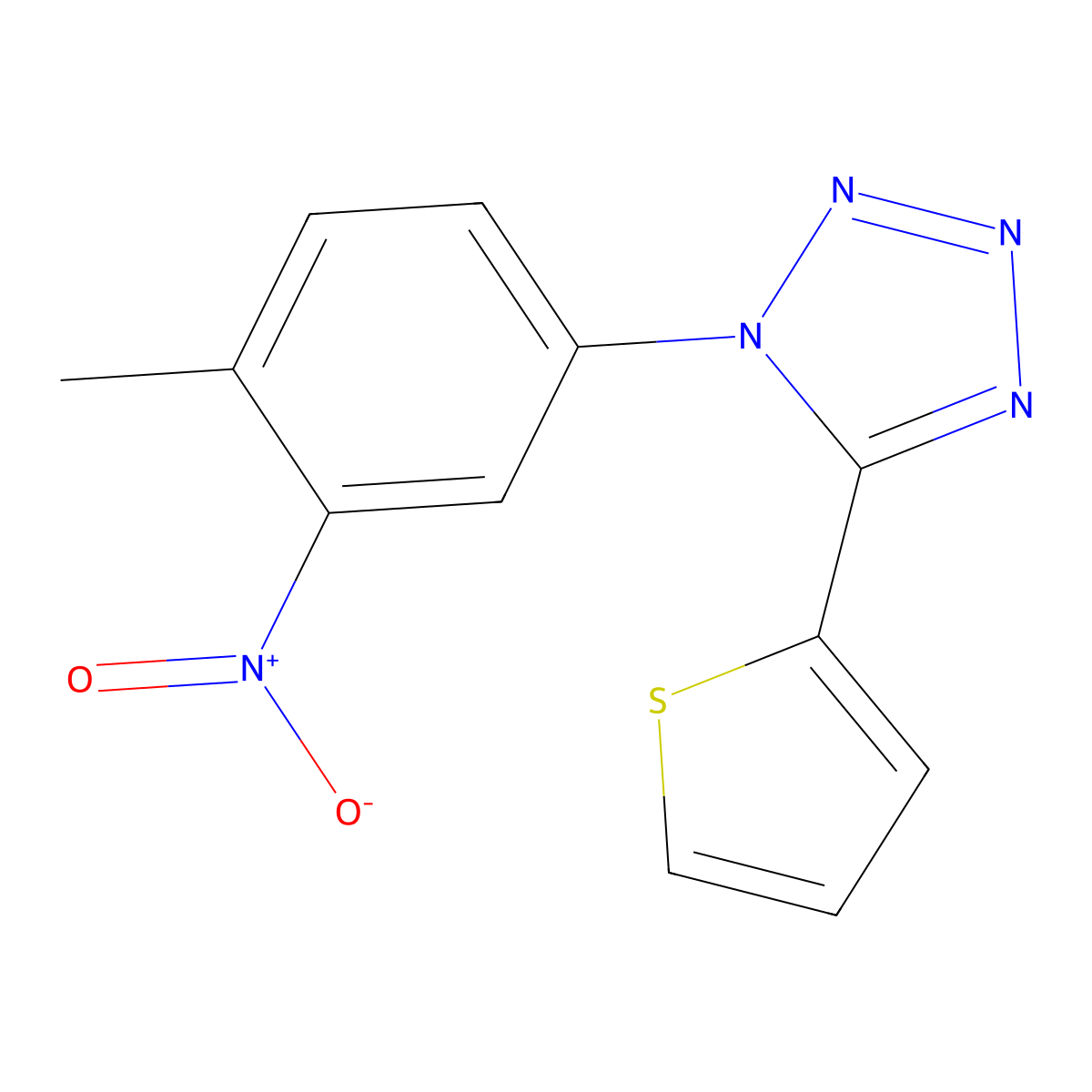 1-(4-Methyl-3-nitrophenyl)-5-(2-thienyl)-1H-tetrazole molecular structure, CAS 332906-73-7