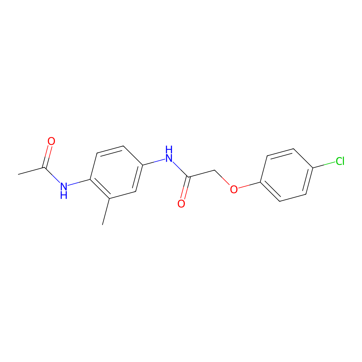N-(4-acetamido-3-methylphenyl)-2-(4-chlorophenoxy)acetamide molecular structure, CAS 332906-77-1