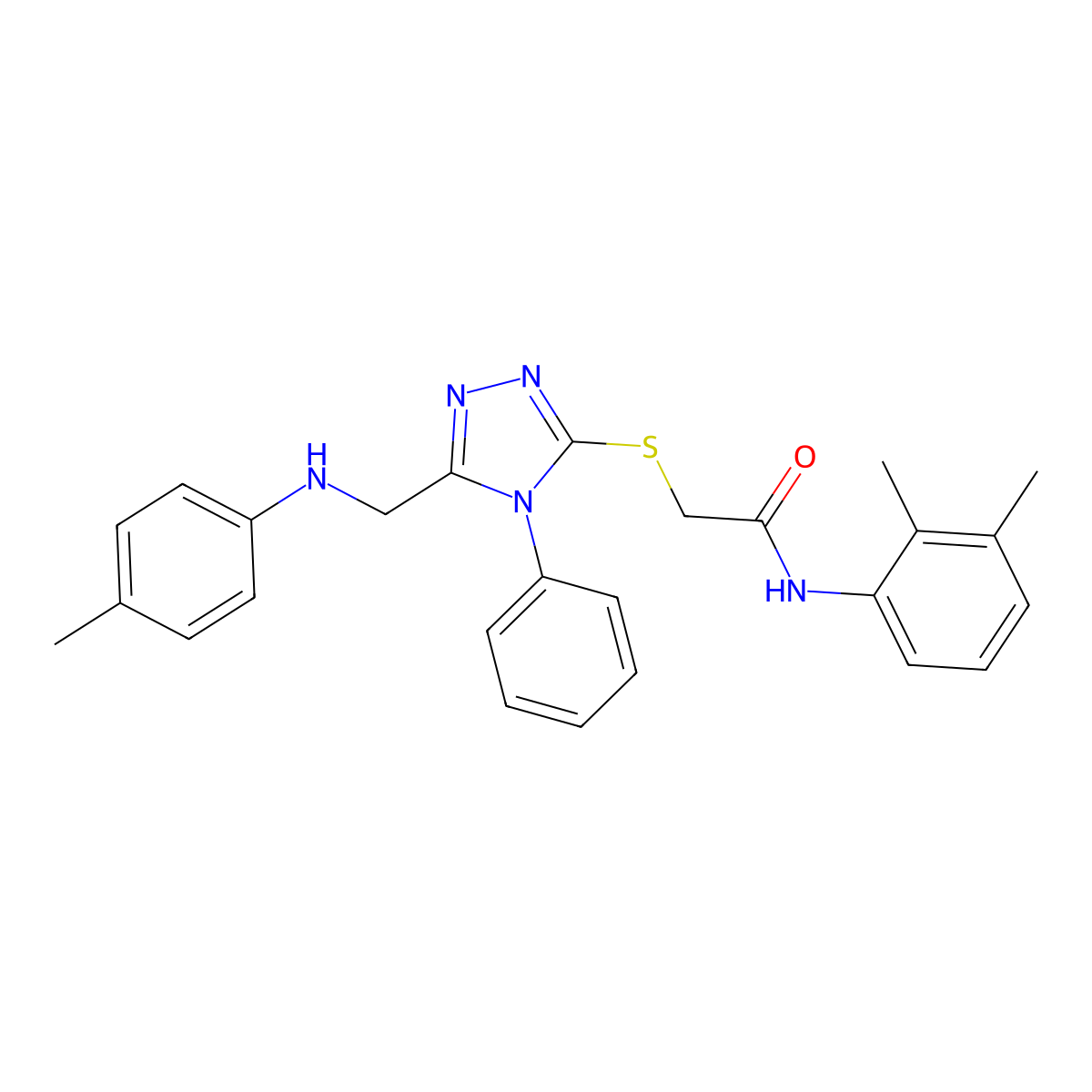 N-(2,3-Dimethylphenyl)-2-((4-phenyl-5-((p-tolylamino)methyl)-4H-1,2,4-triazol-3-yl)thio)acetamide molecular structure, CAS 332907-06-9