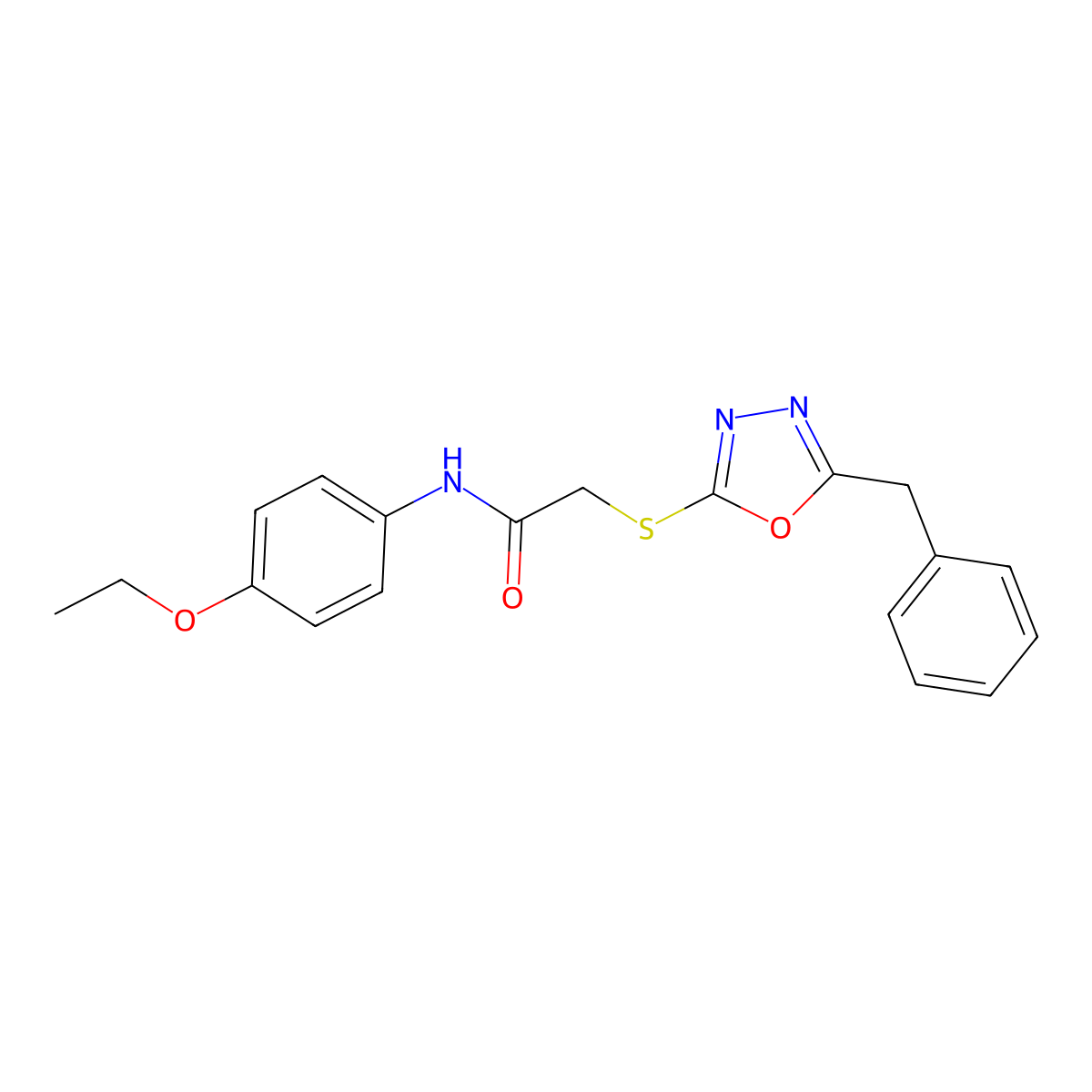 2-((5-Benzyl-1,3,4-oxadiazol-2-yl)thio)-N-(4-ethoxyphenyl)acetamide molecular structure, CAS 332907-07-0