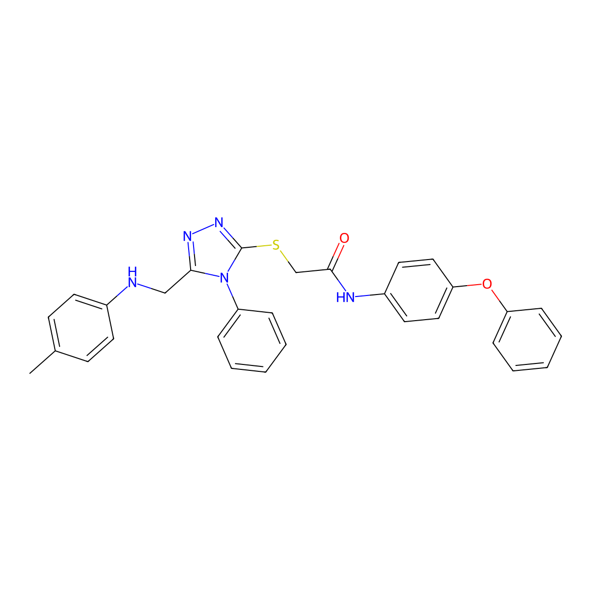N-(4-Phenoxyphenyl)-2-((4-phenyl-5-((p-tolylamino)methyl)-4H-1,2,4-triazol-3-yl)thio)acetamide molecular structure, CAS 332907-13-8