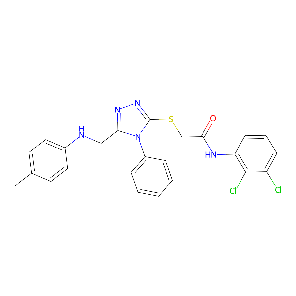 N-(2,3-Dichlorophenyl)-2-((4-phenyl-5-((p-tolylamino)methyl)-4H-1,2,4-triazol-3-yl)thio)acetamide molecular structure, CAS 332907-22-9