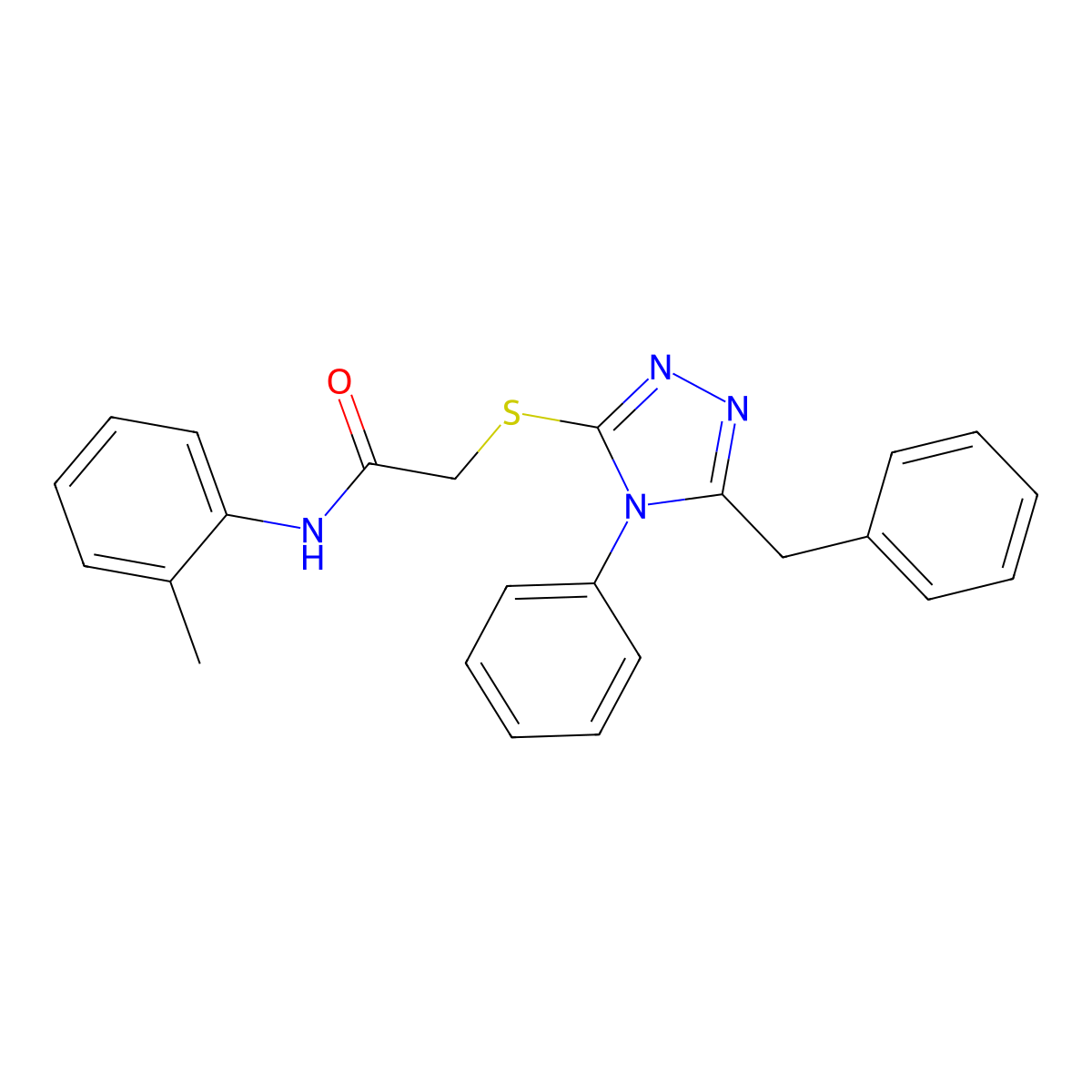 2-((5-Benzyl-4-phenyl-4H-1,2,4-triazol-3-yl)thio)-N-(o-tolyl)acetamide molecular structure, CAS 332907-27-4