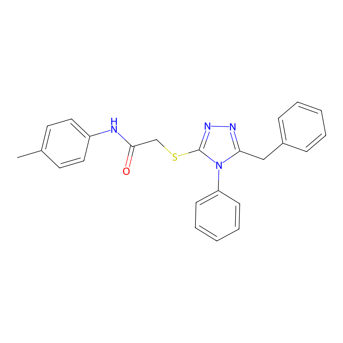 2-((5-Benzyl-4-phenyl-4H-1,2,4-triazol-3-YL)thio)-N-(4-methylphenyl)acetamide molecular structure, CAS 332907-28-5