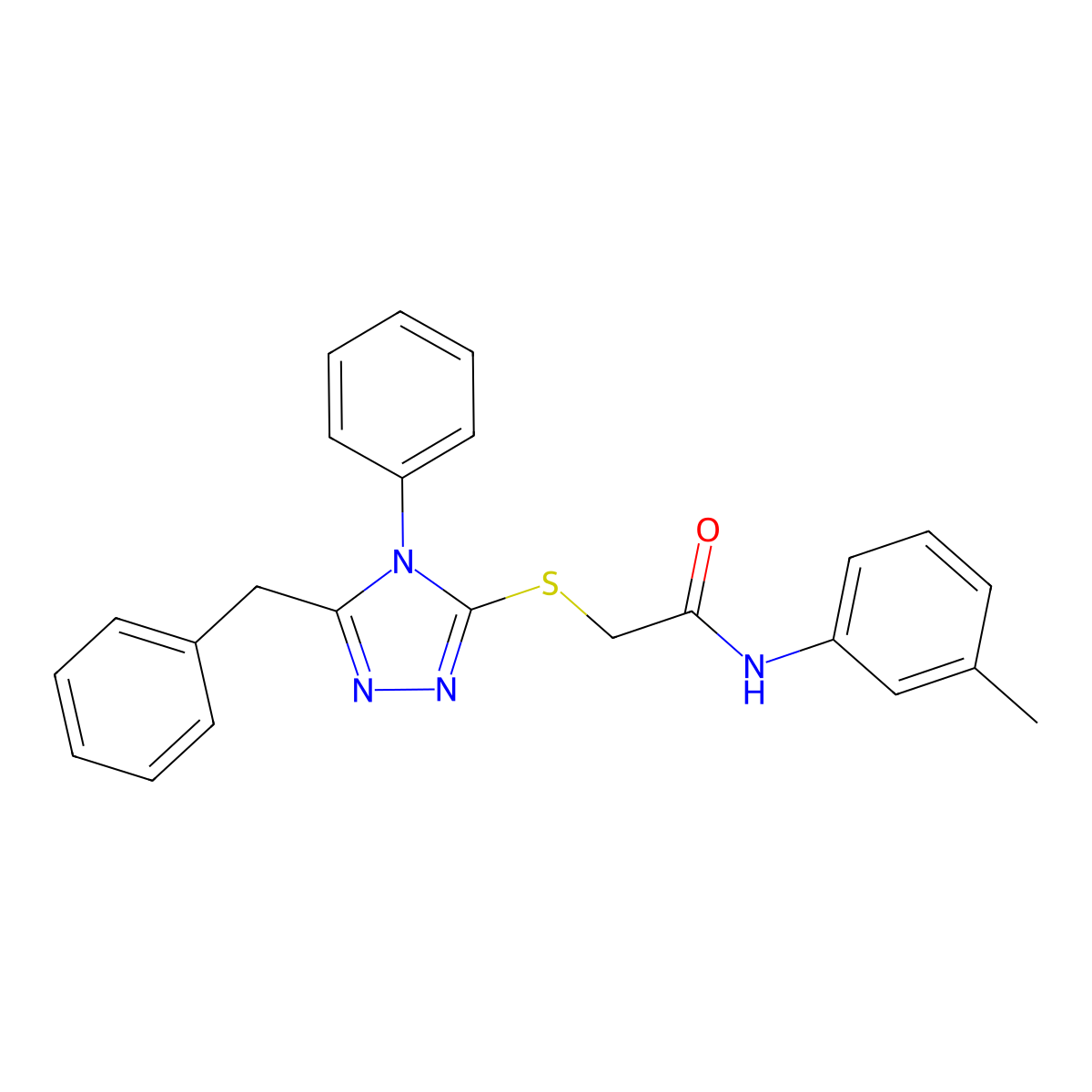 2-((5-Benzyl-4-phenyl-4H-1,2,4-triazol-3-yl)thio)-N-(m-tolyl)acetamide molecular structure, CAS 332907-29-6