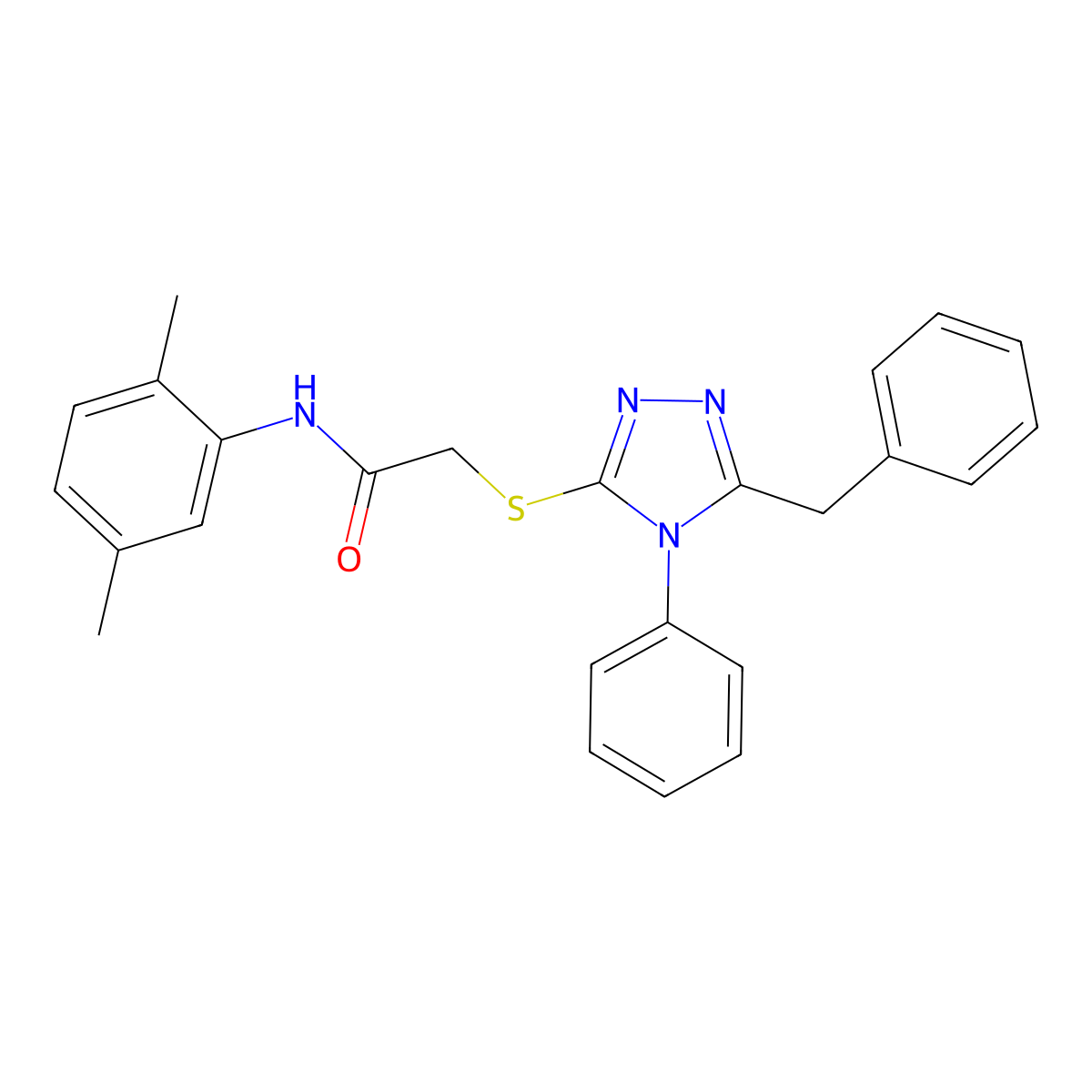2-((5-Benzyl-4-phenyl-4H-1,2,4-triazol-3-yl)thio)-N-(2,5-dimethylphenyl)acetamide molecular structure, CAS 332907-33-2