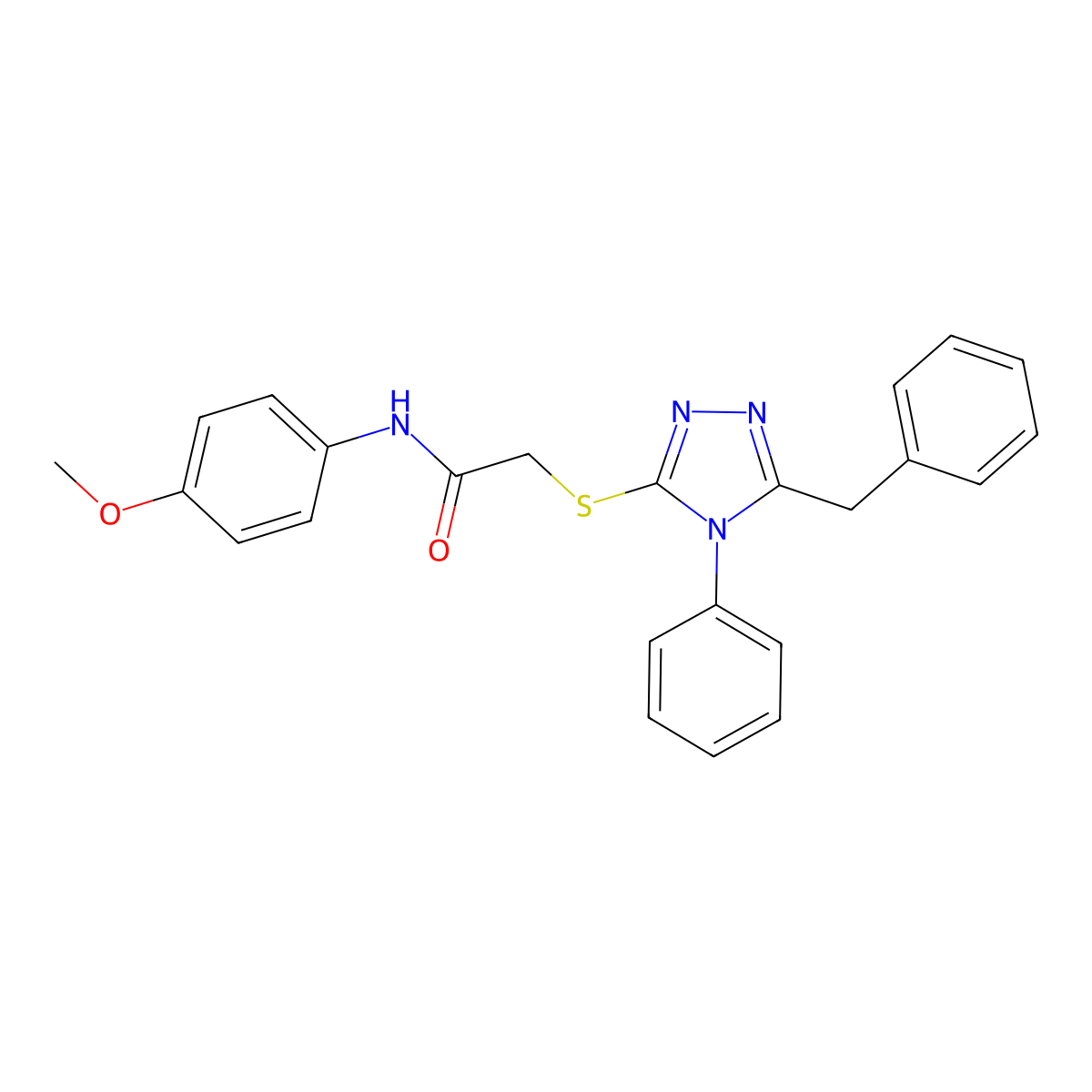 2-((5-Benzyl-4-phenyl-4H-1,2,4-triazol-3-yl)thio)-N-(4-methoxyphenyl)acetamide molecular structure, CAS 332907-36-5