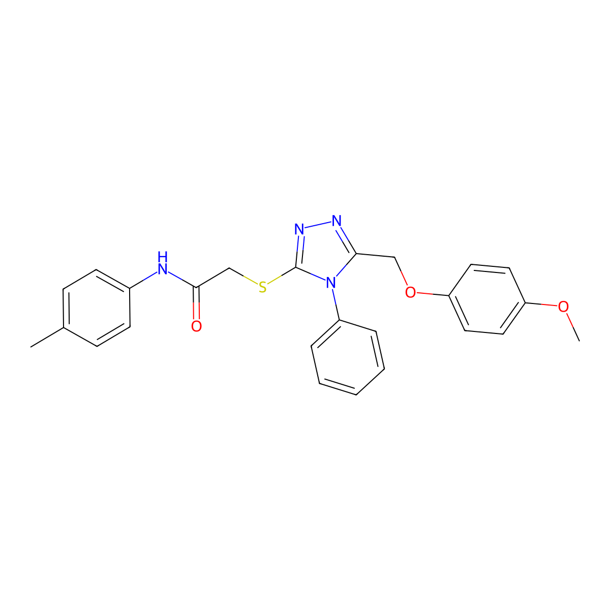 2-((5-((4-Methoxyphenoxy)methyl)-4-phenyl-4H-1,2,4-triazol-3-yl)thio)-N-(p-tolyl)acetamide molecular structure, CAS 332907-39-8