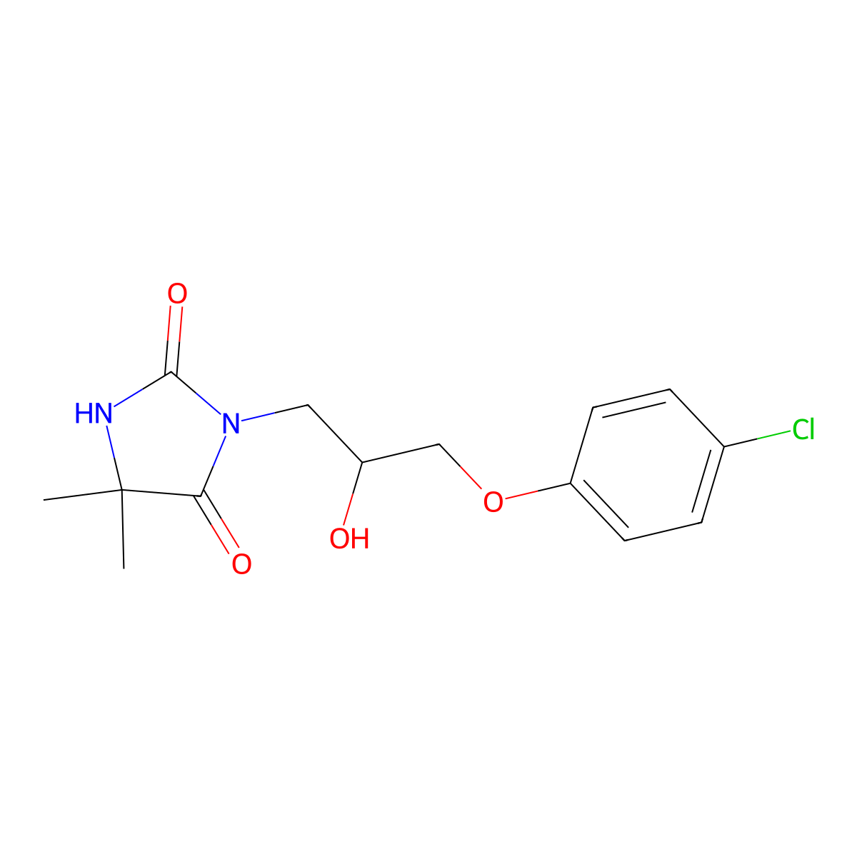 3-[3-(4-Chlorophenoxy)-2-hydroxypropyl]-5,5-dimethylimidazolidine-2,4-dione molecular structure, CAS 332907-57-0