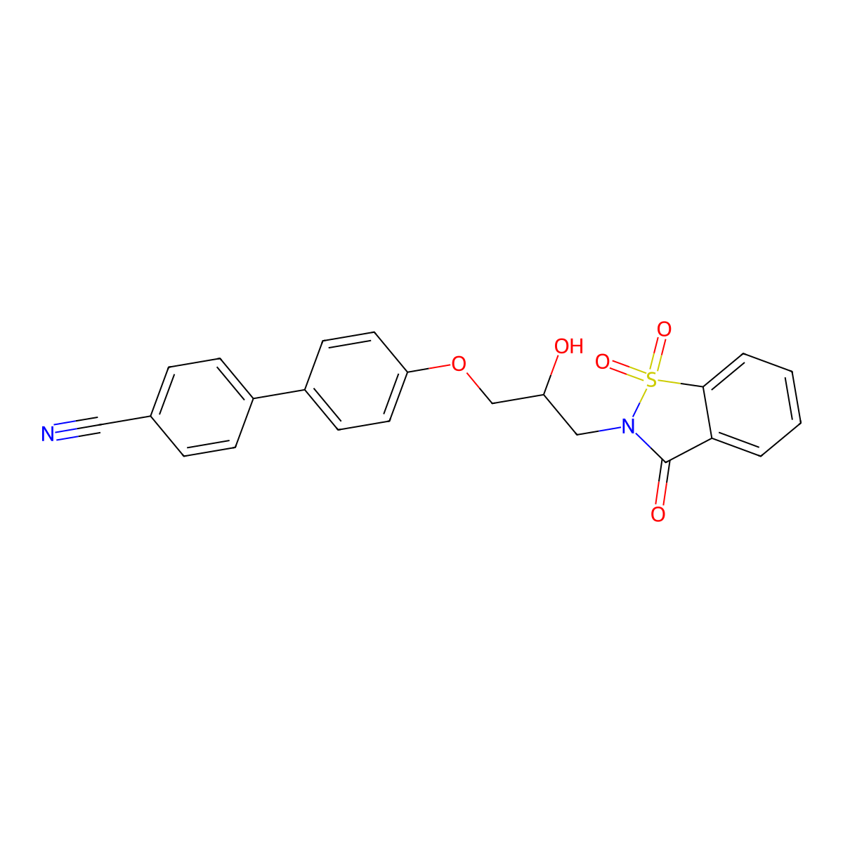 4-[4-[2-Hydroxy-3-(1,1,3-trioxo-1,2-benzothiazol-2-yl)propoxy]phenyl]benzonitrile molecular structure, CAS 332907-85-4