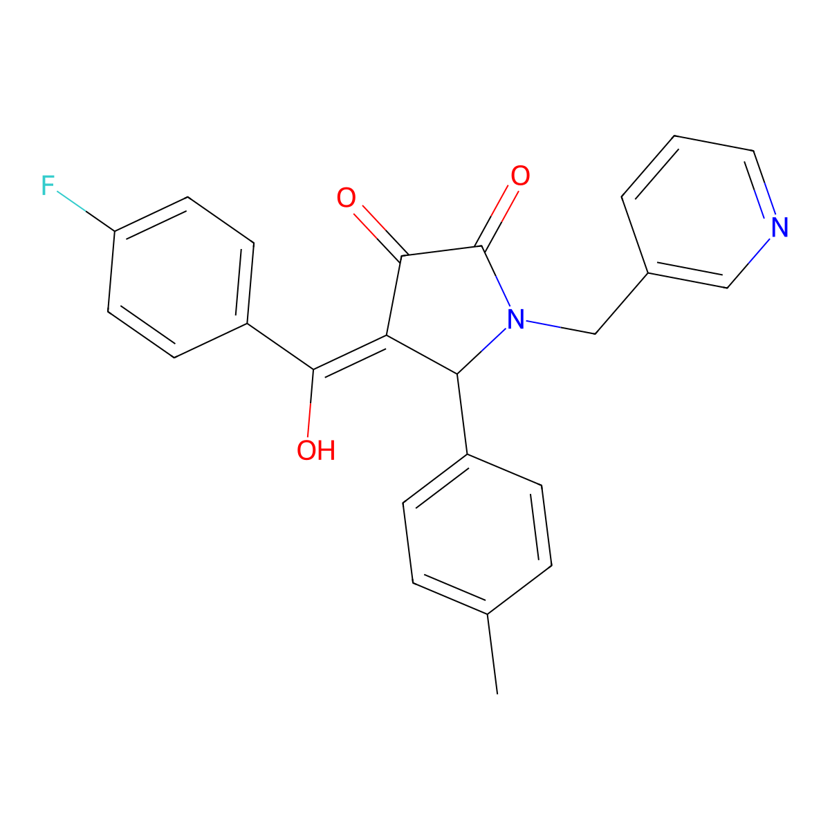 4-[(4-Fluorophenyl)-hydroxymethylidene]-5-(4-methylphenyl)-1-(pyridin-3-ylmethyl)pyrrolidine-2,3-dione molecular structure, CAS 332908-02-8