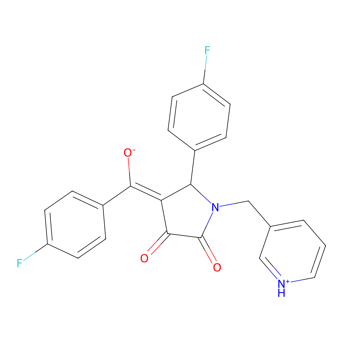 5-(4-Fluorophenyl)-4-[(4-fluorophenyl)-hydroxymethylidene]-1-(pyridin-3-ylmethyl)pyrrolidine-2,3-dione molecular structure, CAS 332908-08-4