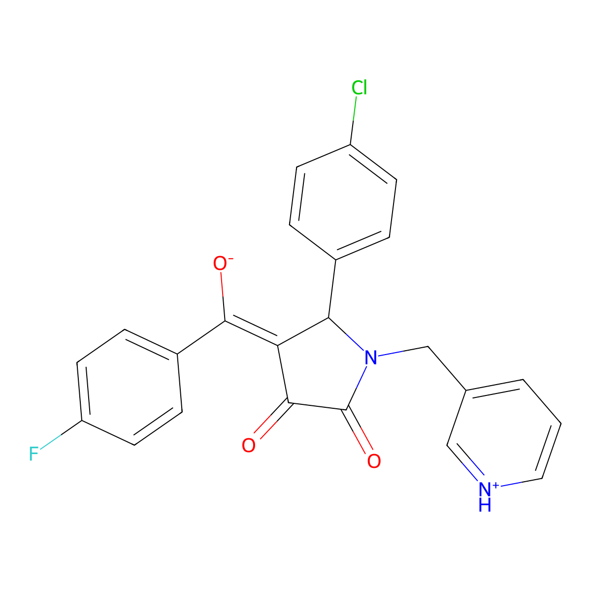 5-(4-Chlorophenyl)-4-[(4-fluorophenyl)-hydroxymethylidene]-1-(pyridin-3-ylmethyl)pyrrolidine-2,3-dione molecular structure, CAS 332908-12-0