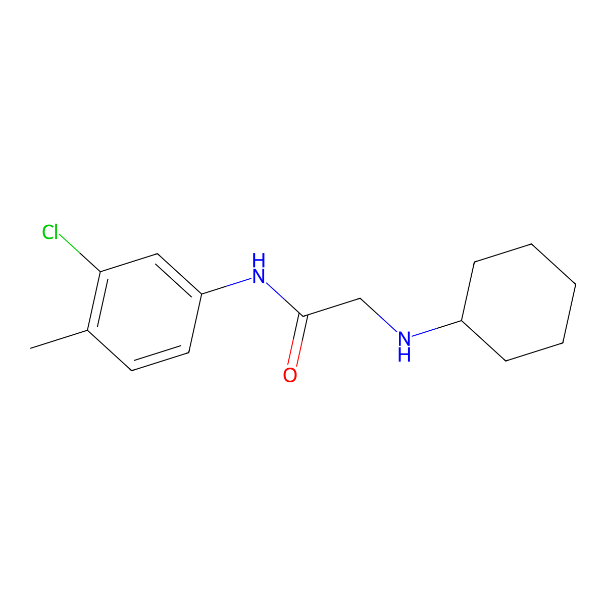 N-(3-chloro-4-methylphenyl)-2-(cyclohexylamino)acetamide molecular structure, CAS 332908-84-6