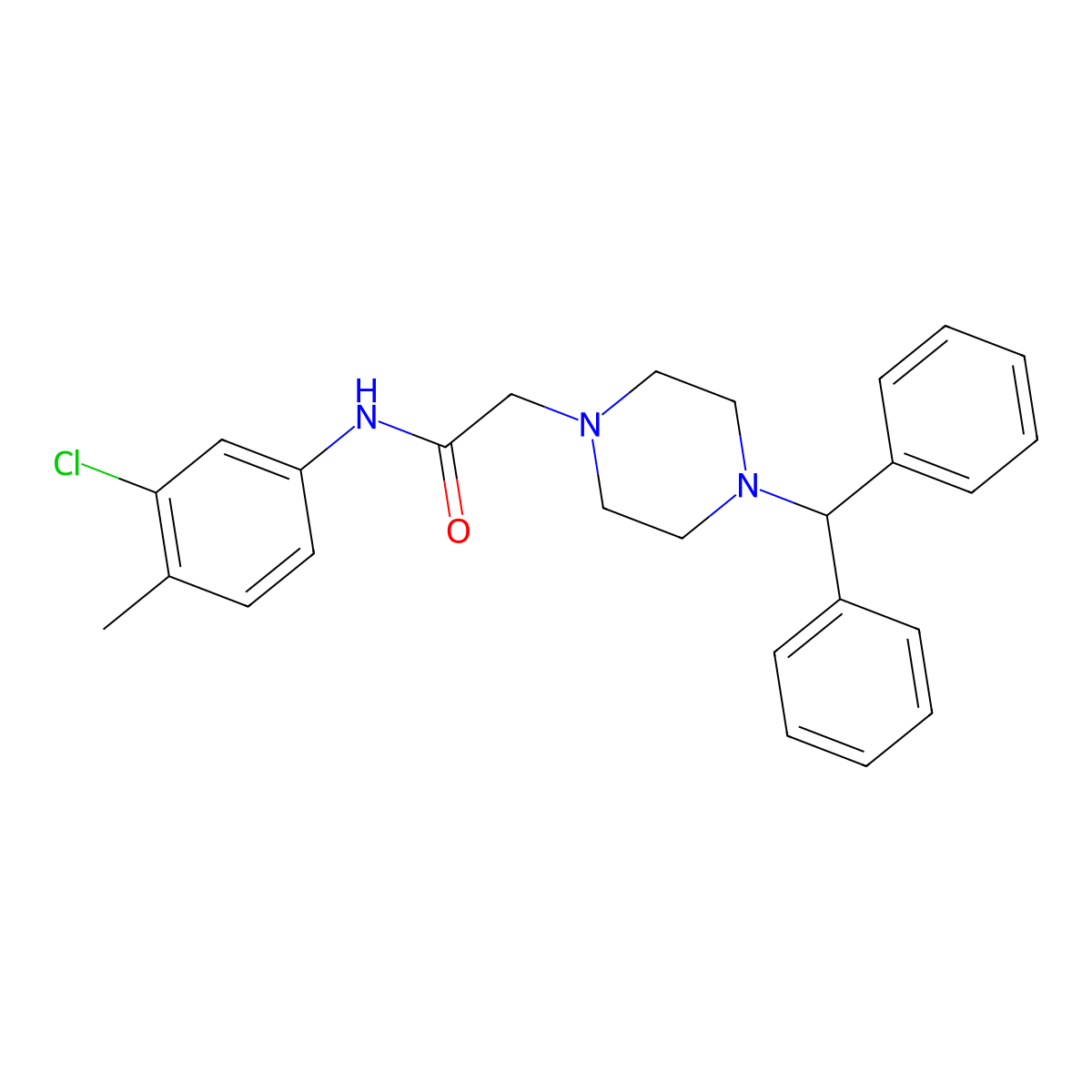 2-(4-Benzhydryl-piperazin-1-yl)-N-(3-chloro-4-methyl-phenyl)-acetamide molecular structure, CAS 332908-94-8