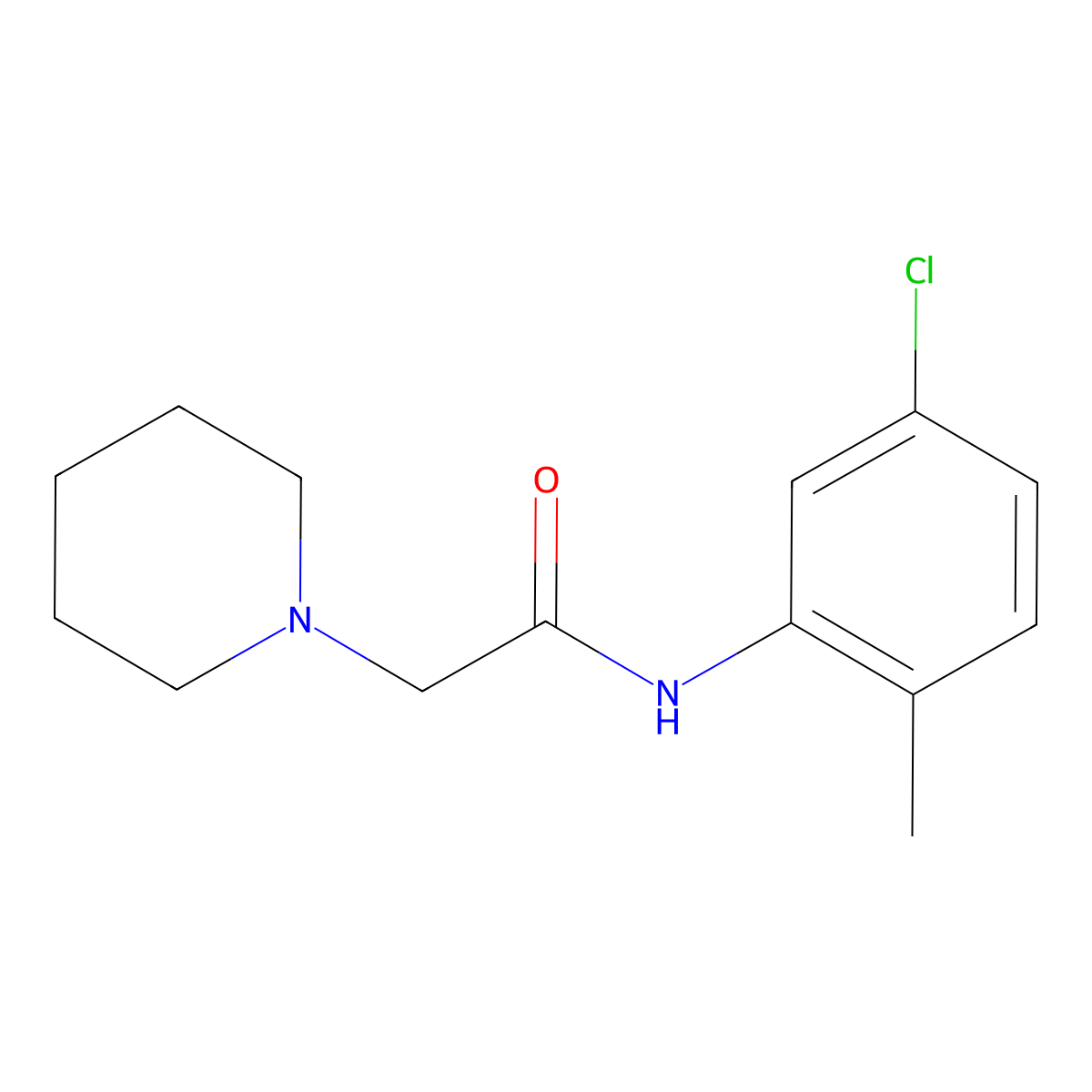N-(5-chloro-2-methylphenyl)-2-(piperidin-1-yl)acetamide molecular structure, CAS 332909-18-9