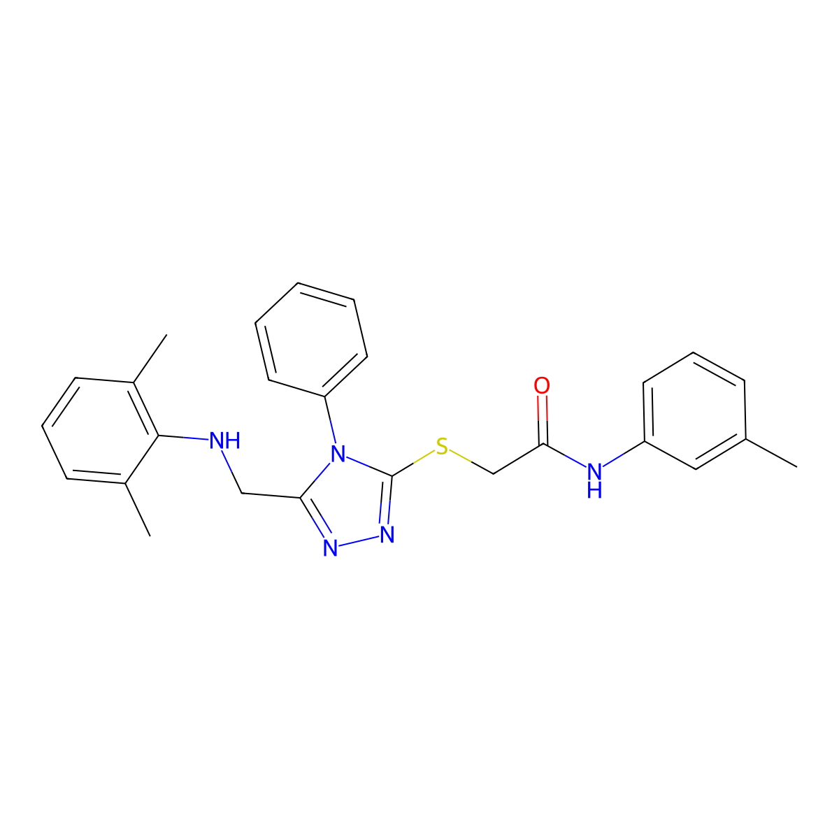 2-((5-((2,6-Dimethylanilino)methyl)-4-phenyl-4H-1,2,4-triazol-3-YL)sulfanyl)-N-(3-methylphenyl)acetamide molecular structure, CAS 332909-24-7