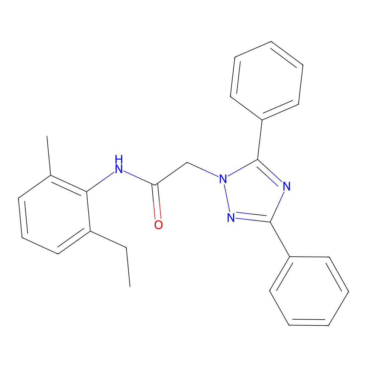 2-(3,5-diphenyl-1H-1,2,4-triazol-1-yl)-N-(2-ethyl-6-methylphenyl)acetamide molecular structure, CAS 332909-44-1