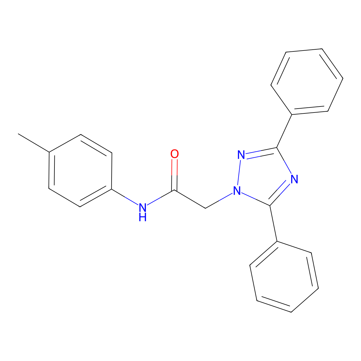2-(3,5-Diphenyl-1H-1,2,4-triazol-1-yl)-N-(p-tolyl)acetamide molecular structure, CAS 332909-48-5