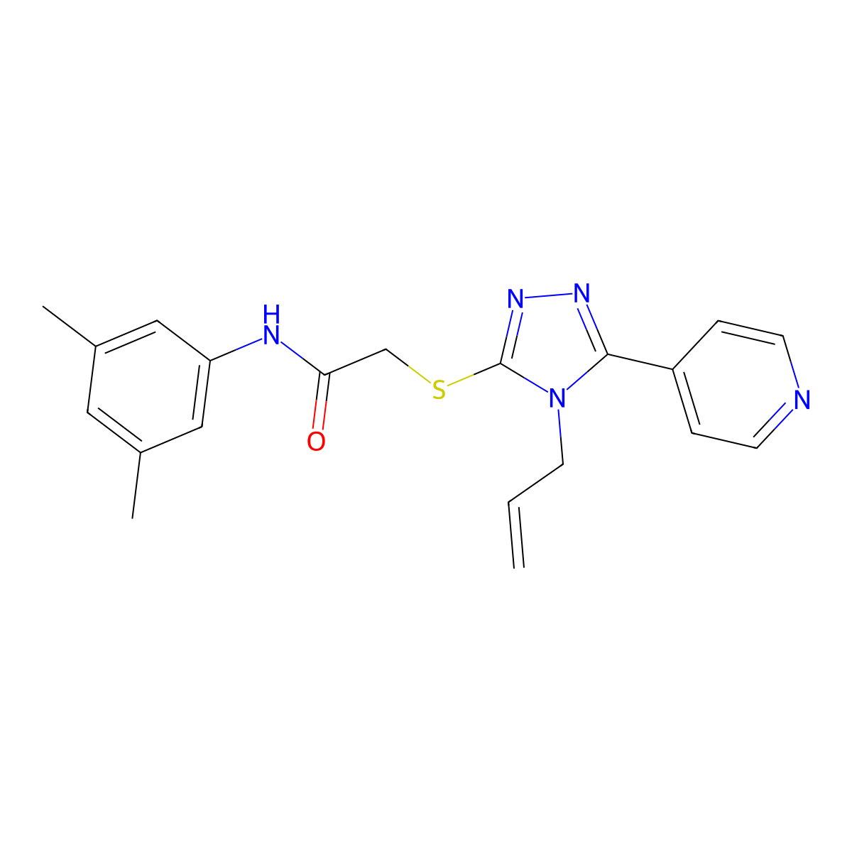 N-(3,5-dimethylphenyl)-2-{[4-(prop-2-en-1-yl)-5-(pyridin-4-yl)-4H-1,2,4-triazol-3-yl]sulfanyl}acetamide molecular structure, CAS 332909-53-2