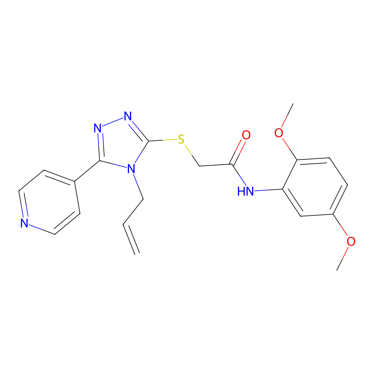N-(2,5-dimethoxyphenyl)-2-[(4-prop-2-enyl-5-pyridin-4-yl-1,2,4-triazol-3-yl)sulfanyl]acetamide molecular structure, CAS 332909-62-3