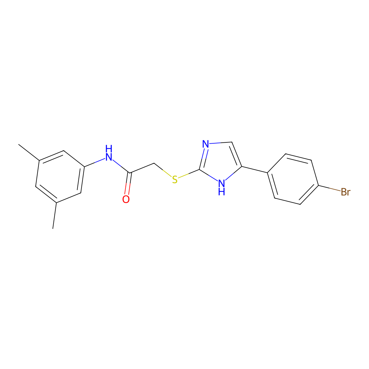 2-((5-(4-Bromophenyl)-1H-imidazol-2-yl)thio)-N-(3,5-dimethylphenyl)acetamide molecular structure, CAS 332909-70-3