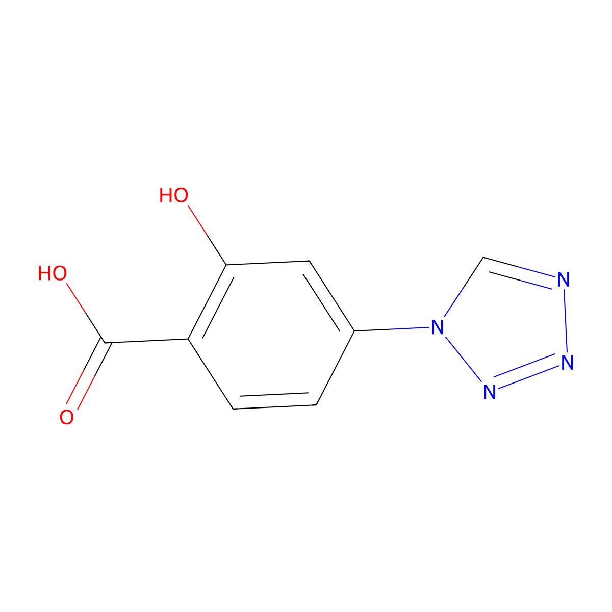 2-hydroxy-4-(1H-tetrazol-1-yl)benzoic acid molecular structure, CAS 332909-71-4