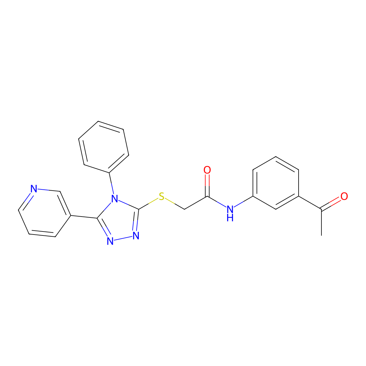 N-(3-Acetylphenyl)-2-((4-phenyl-5-(pyridin-3-yl)-4H-1,2,4-triazol-3-yl)thio)acetamide molecular structure, CAS 332909-83-8