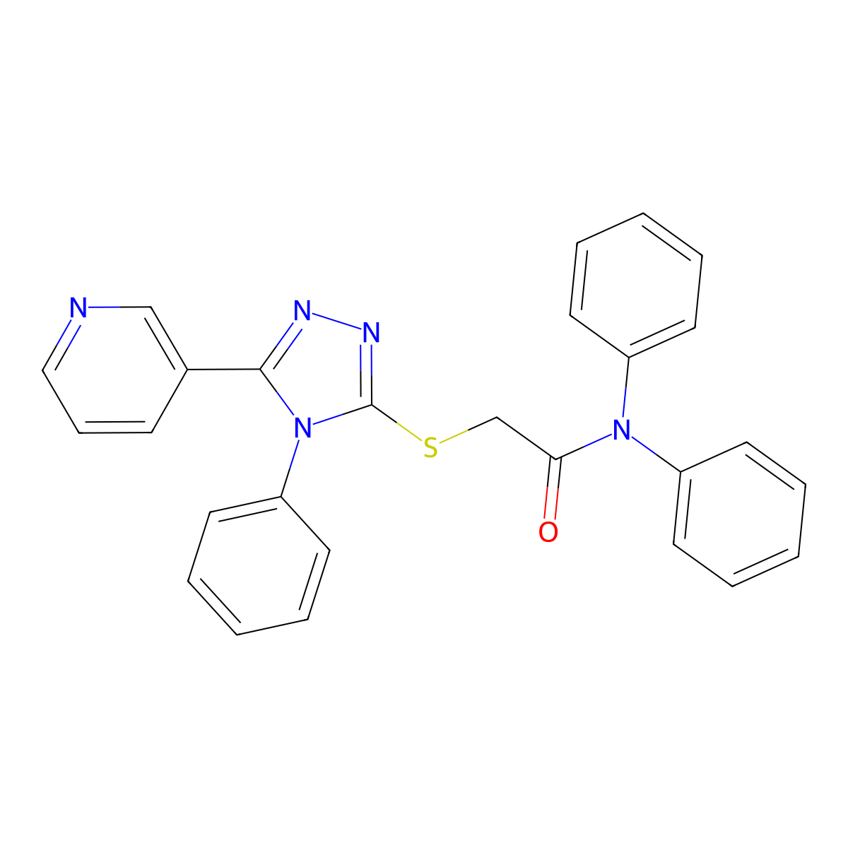 N,N-Diphenyl-2-((4-phenyl-5-(pyridin-3-yl)-4H-1,2,4-triazol-3-yl)thio)acetamide molecular structure, CAS 332909-90-7
