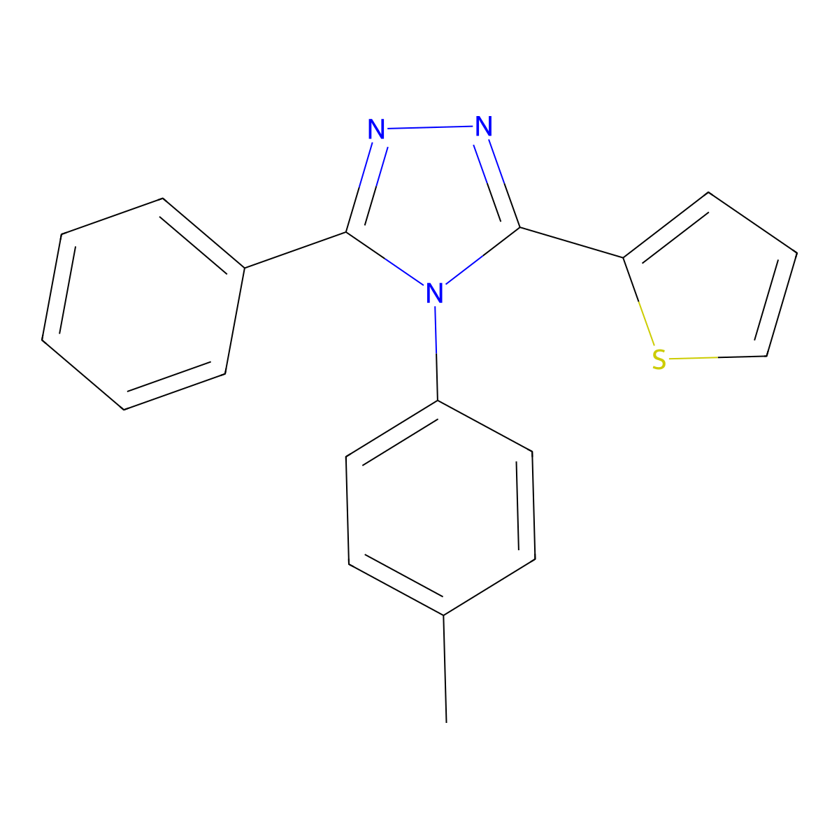 3-Phenyl-5-(thiophen-2-yl)-4-(p-tolyl)-4H-1,2,4-triazole molecular structure, CAS 332910-41-5