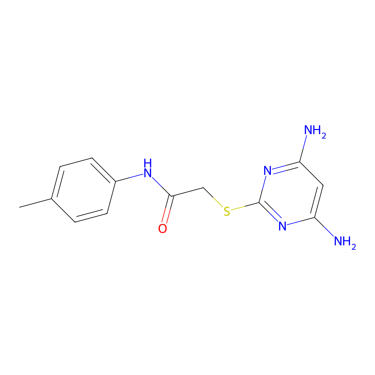 2-(4,6-diaminopyrimidin-2-yl)sulfanyl-N-(4-methylphenyl)acetamide molecular structure, CAS 332910-48-2