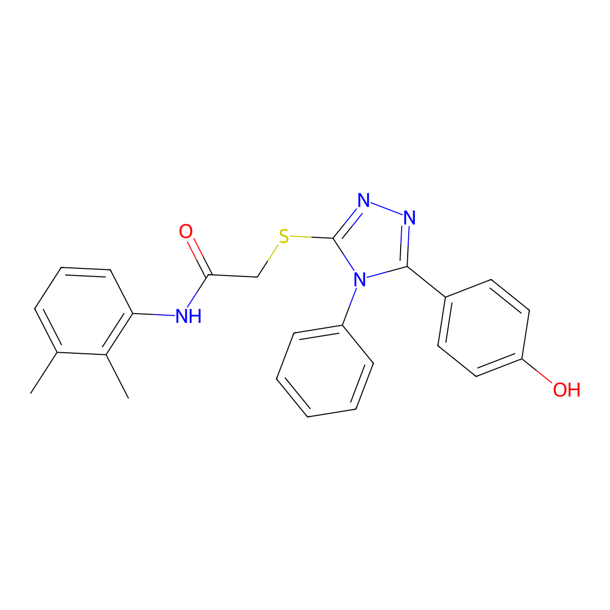 N-(2,3-Dimethylphenyl)-2-((5-(4-hydroxyphenyl)-4-phenyl-4H-1,2,4-triazol-3-yl)thio)acetamide molecular structure, CAS 332910-54-0