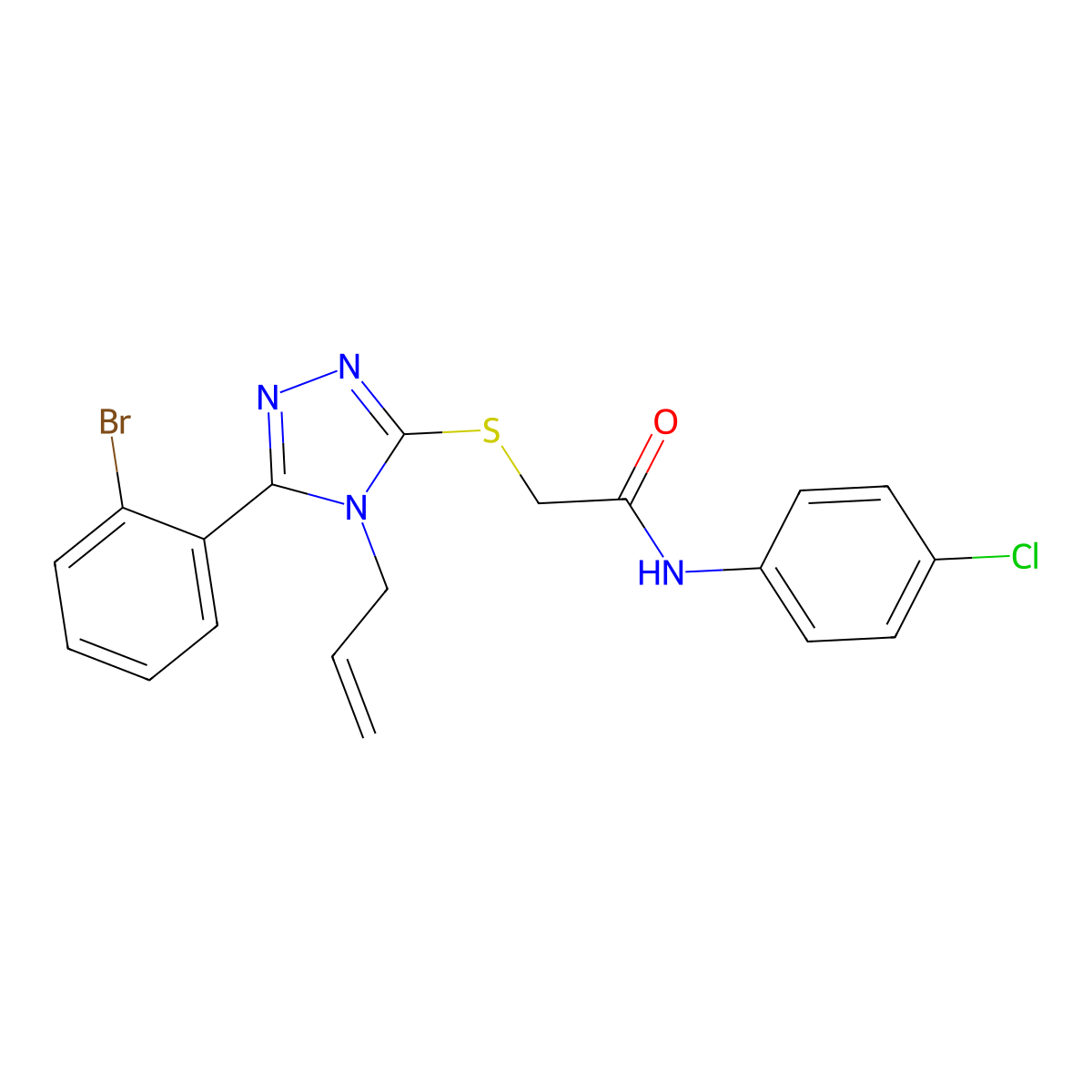 2-((4-Allyl-5-(2-bromophenyl)-4H-1,2,4-triazol-3-yl)thio)-N-(4-chlorophenyl)acetamide molecular structure, CAS 332910-76-6