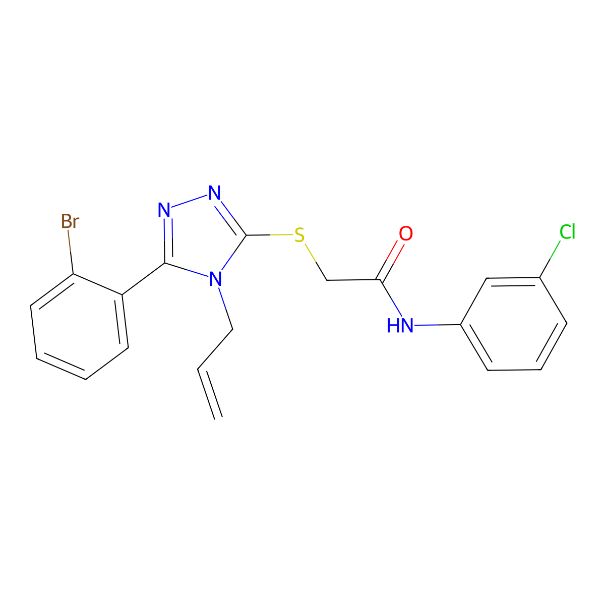 2-((4-Allyl-5-(2-bromophenyl)-4H-1,2,4-triazol-3-yl)thio)-N-(3-chlorophenyl)acetamide molecular structure, CAS 332910-77-7