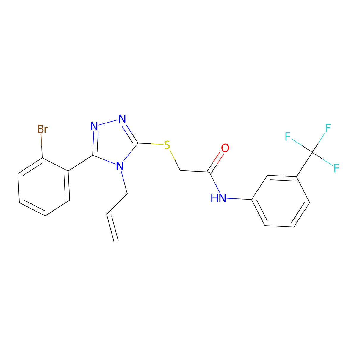 2-((4-Allyl-5-(2-bromophenyl)-4H-1,2,4-triazol-3-yl)thio)-N-(3-(trifluoromethyl)phenyl)acetamide molecular structure, CAS 332910-81-3