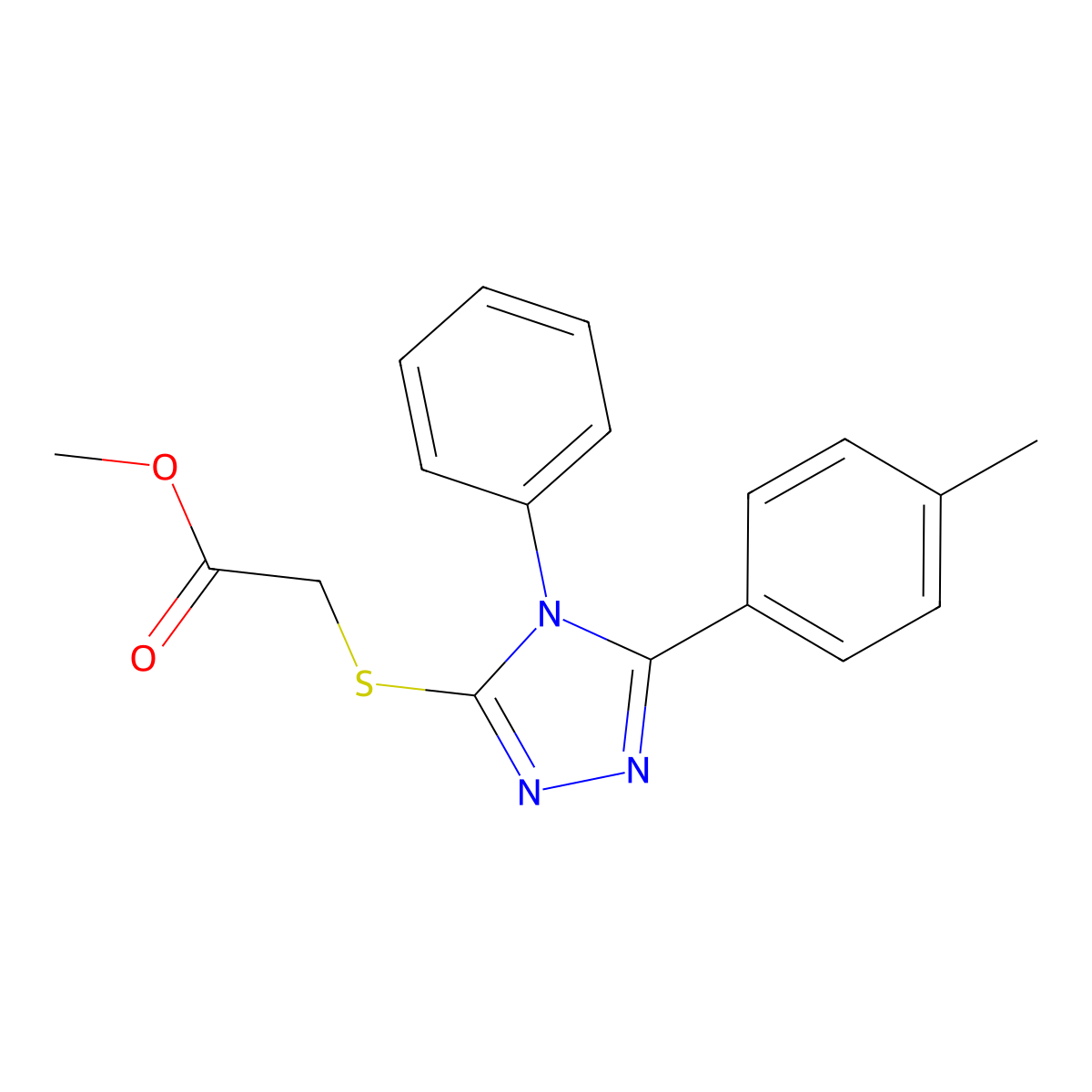methyl {[5-(4-methylphenyl)-4-phenyl-4H-1,2,4-triazol-3-yl]thio}acetate molecular structure, CAS 332911-18-9