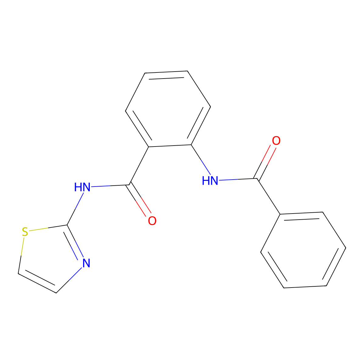 2-benzamido-N-(1,3-thiazol-2-yl)benzamide molecular structure, CAS 332911-19-0