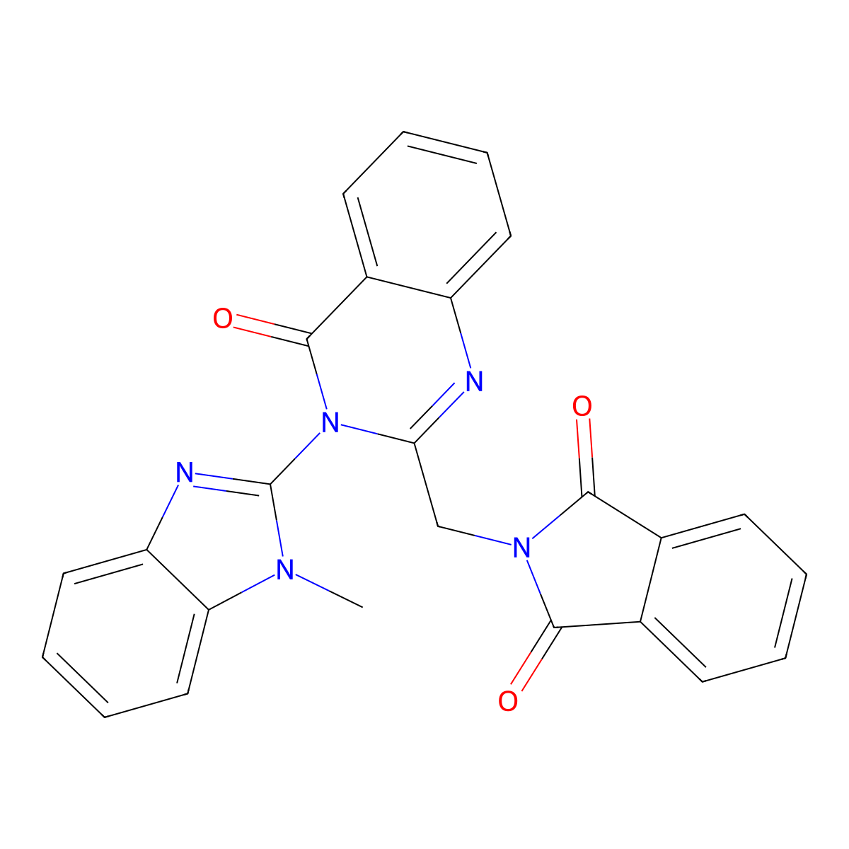 2-[[3-(1-Methylbenzimidazol-2-yl)-4-oxoquinazolin-2-yl]methyl]isoindole-1,3-dione molecular structure, CAS 332911-29-2
