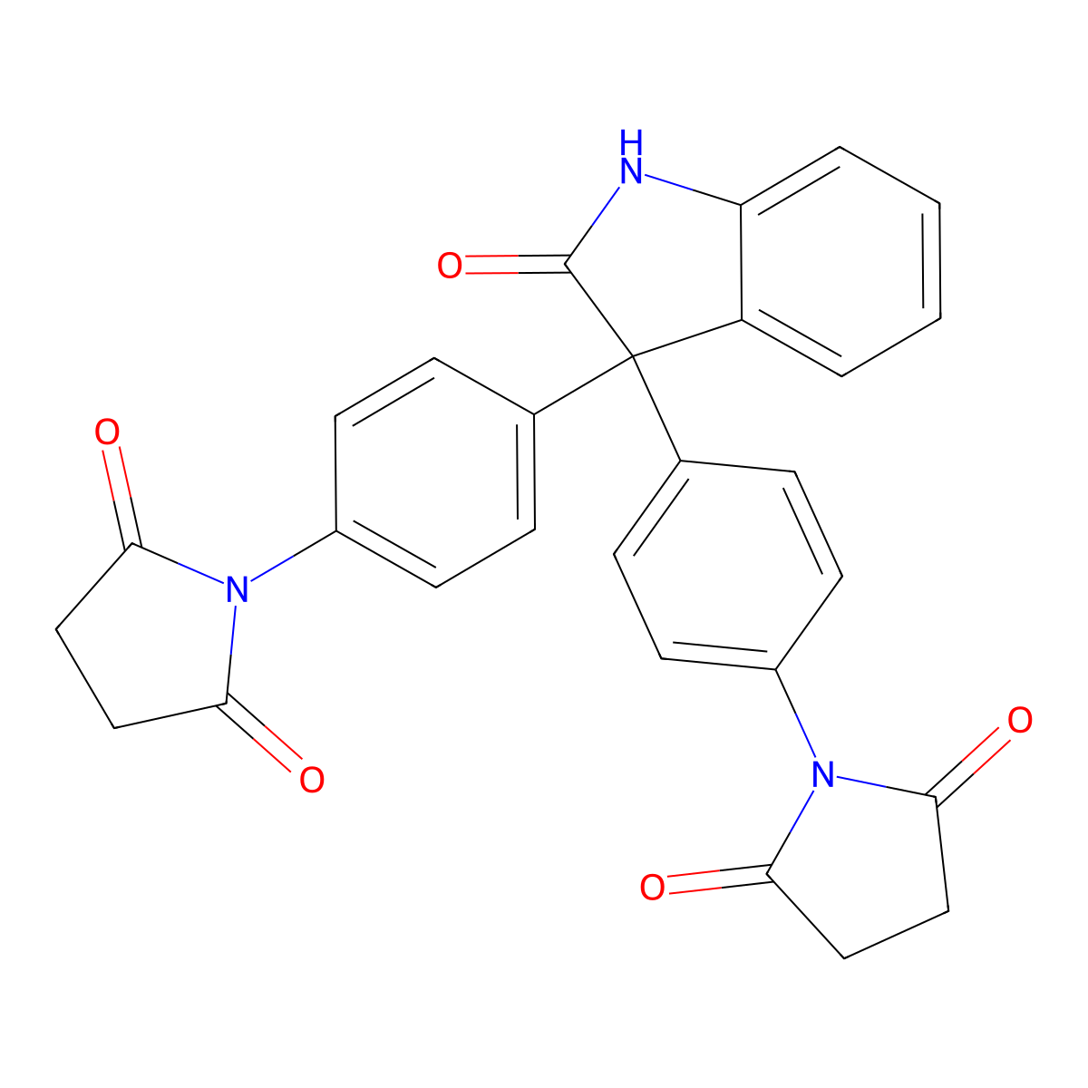 1-[4-[3-[4-(2,5-dioxopyrrolidin-1-yl)phenyl]-2-oxo-1H-indol-3-yl]phenyl]pyrrolidine-2,5-dione molecular structure, CAS 332911-34-9