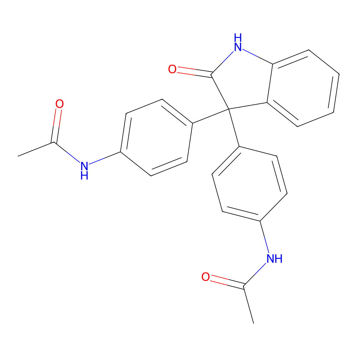 N-[4-[3-(4-acetamidophenyl)-2-oxo-1H-indol-3-yl]phenyl]acetamide molecular structure, CAS 332911-36-1