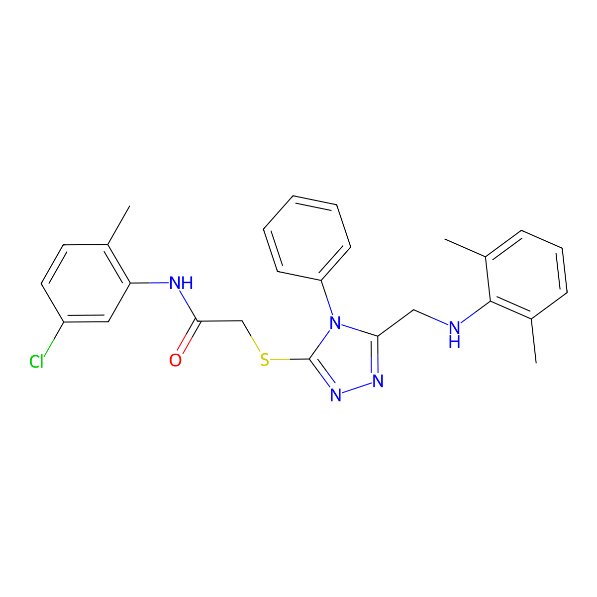 N-(5-Chloro-2-methylphenyl)-2-((5-(((2,6-dimethylphenyl)amino)methyl)-4-phenyl-4H-1,2,4-triazol-3-yl)thio)acetamide molecular structure, CAS 332911-63-4