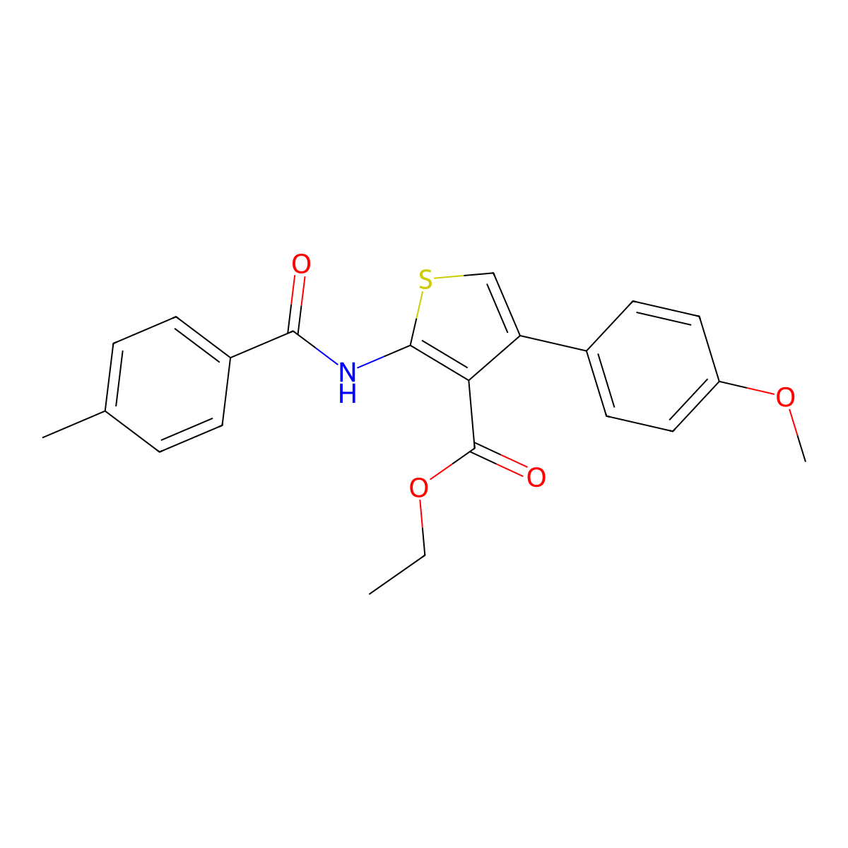 Ethyl 4-(4-methoxyphenyl)-2-(4-methylbenzamido)thiophene-3-carboxylate molecular structure, CAS 332912-21-7